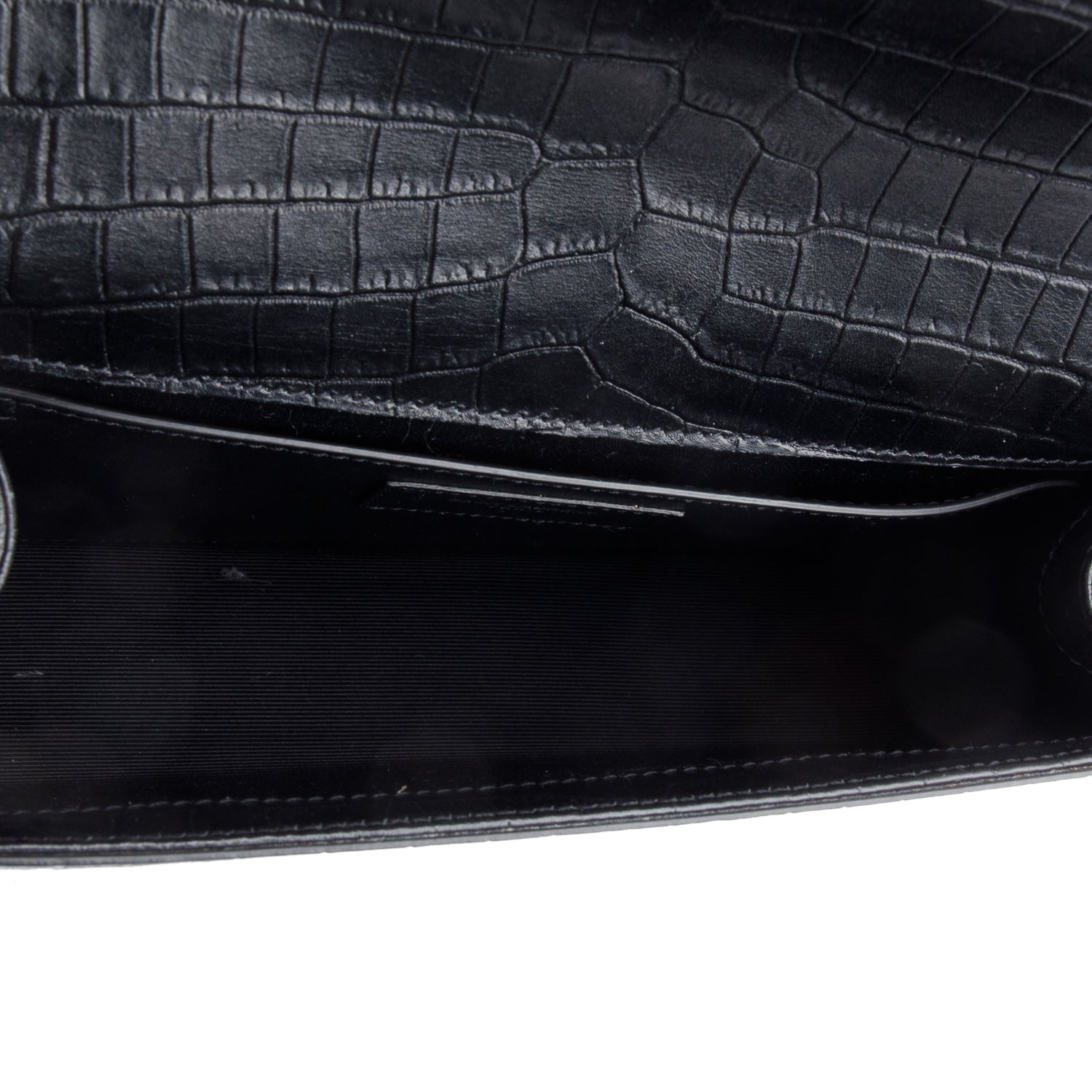 Saint Laurent Black Crocodile-Embossed Leather Medium Classic Monogram Kate Tassel Chain Bag