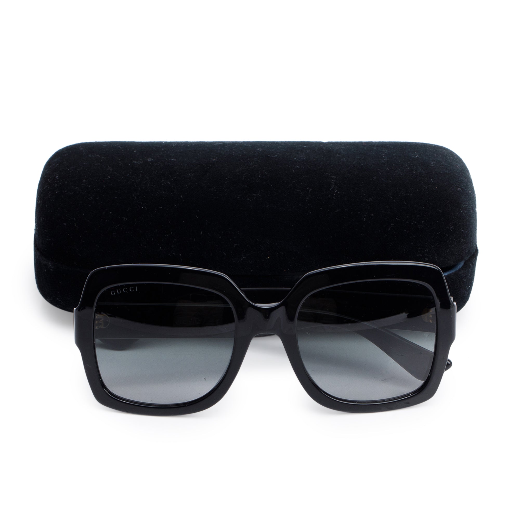 Gucci GG0036S Black Acetate Interlocking G Accent Oversize Square Sunglasses w/ Case