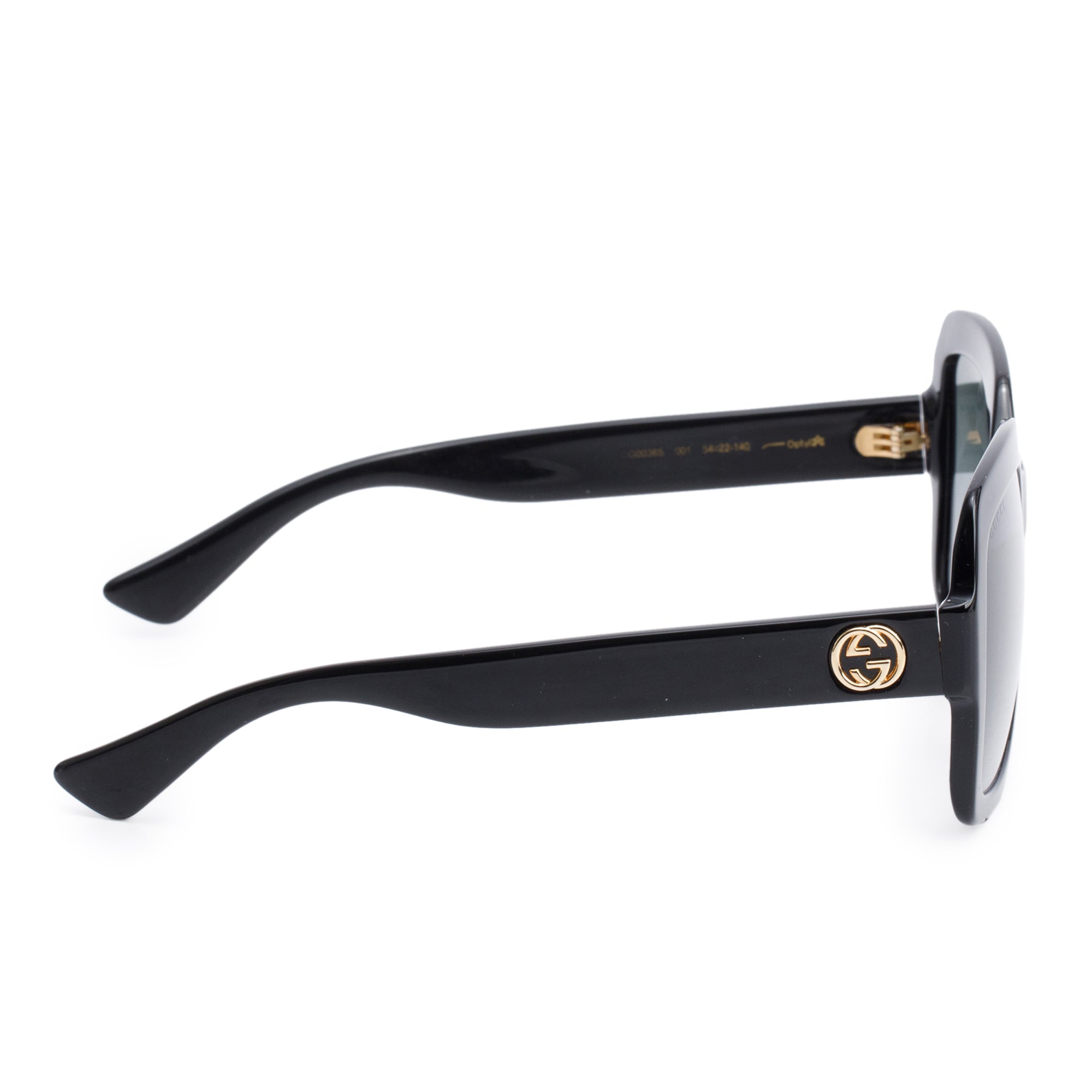 Gucci GG0036S Black Acetate Interlocking G Accent Oversize Square Sunglasses w/ Case