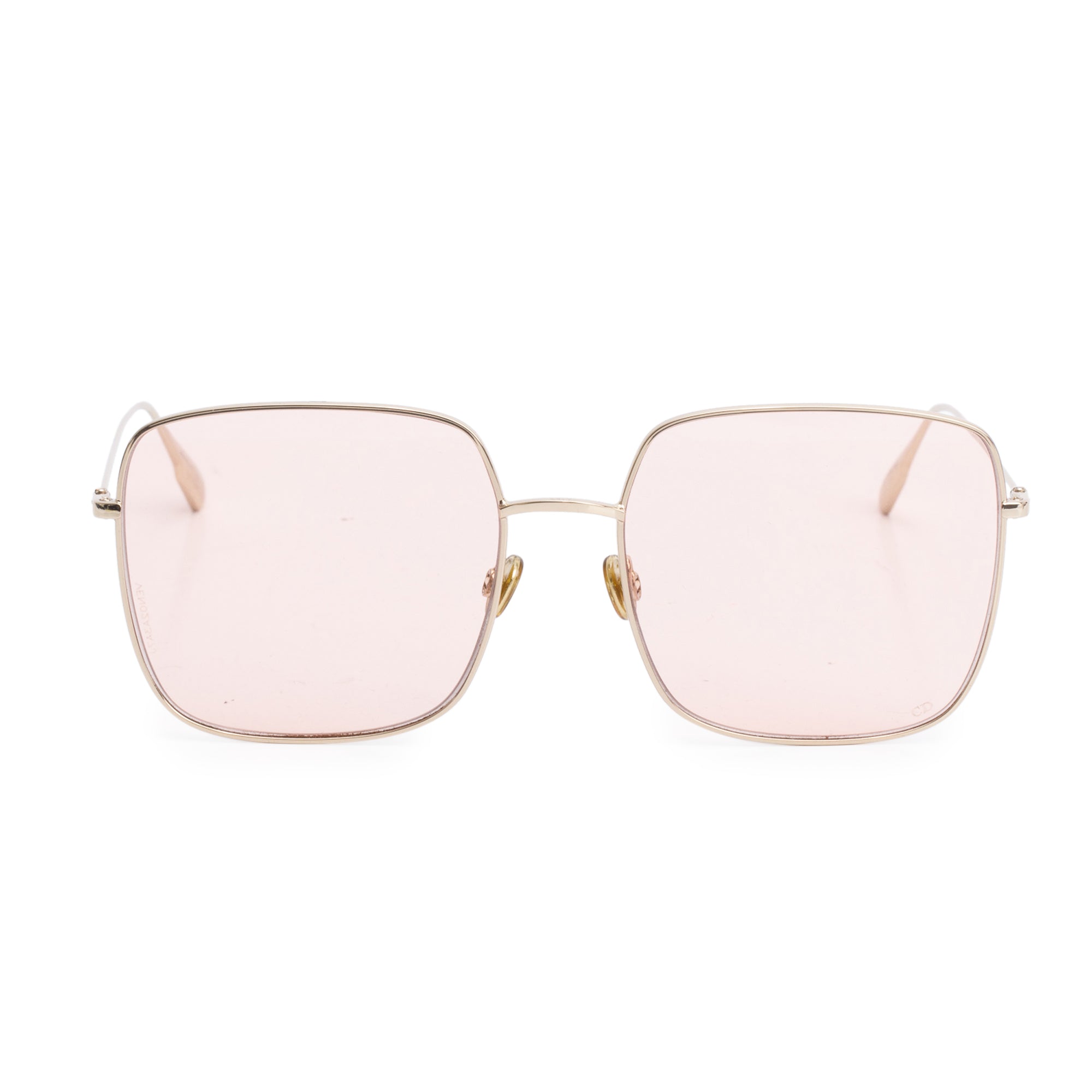 Christian Dior Gold-Tone Metal Stellaire 1 Square Sunglasses w/ Case & Authenticity Card