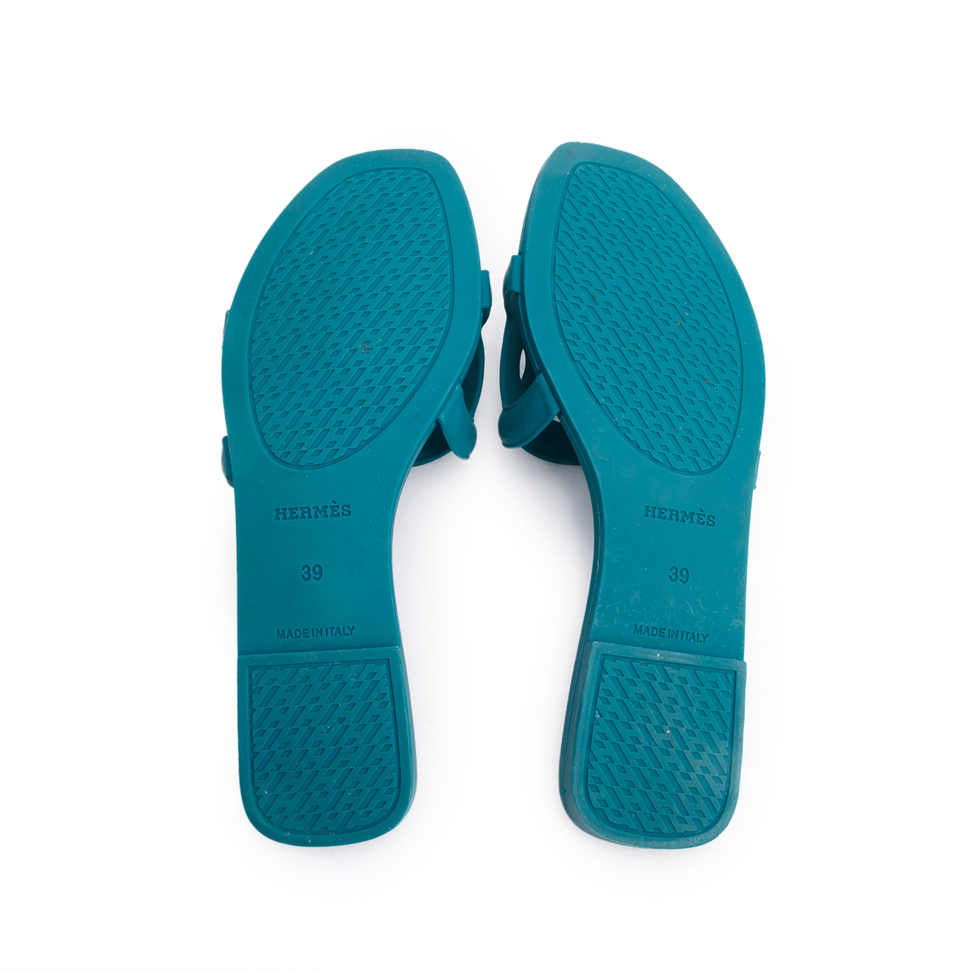 Hermes Vert Viride Rubber Aloha Sandals, Size 39