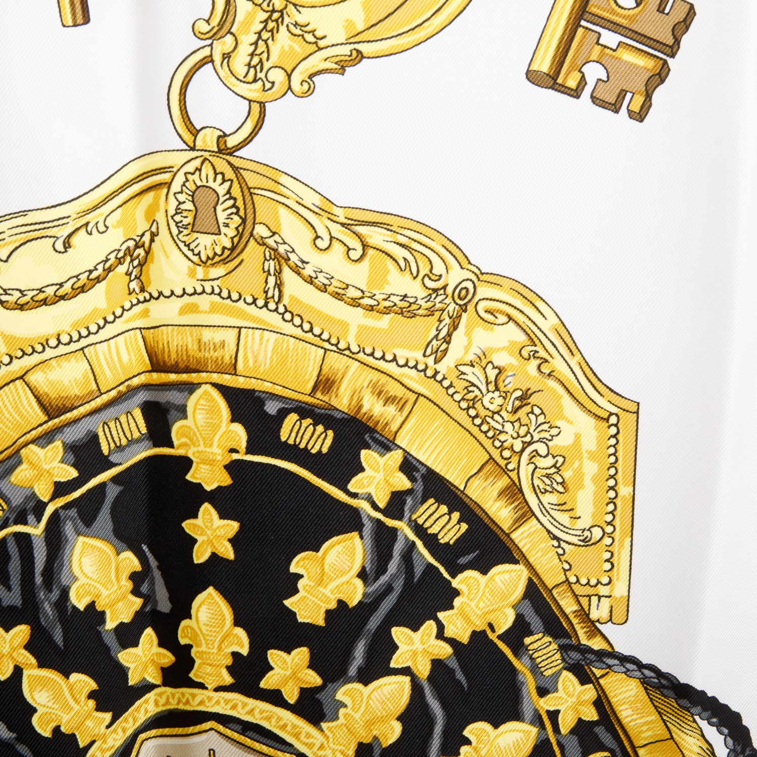 Hermes Black/Multicolor 'Les Cles' Silk Scarf 90