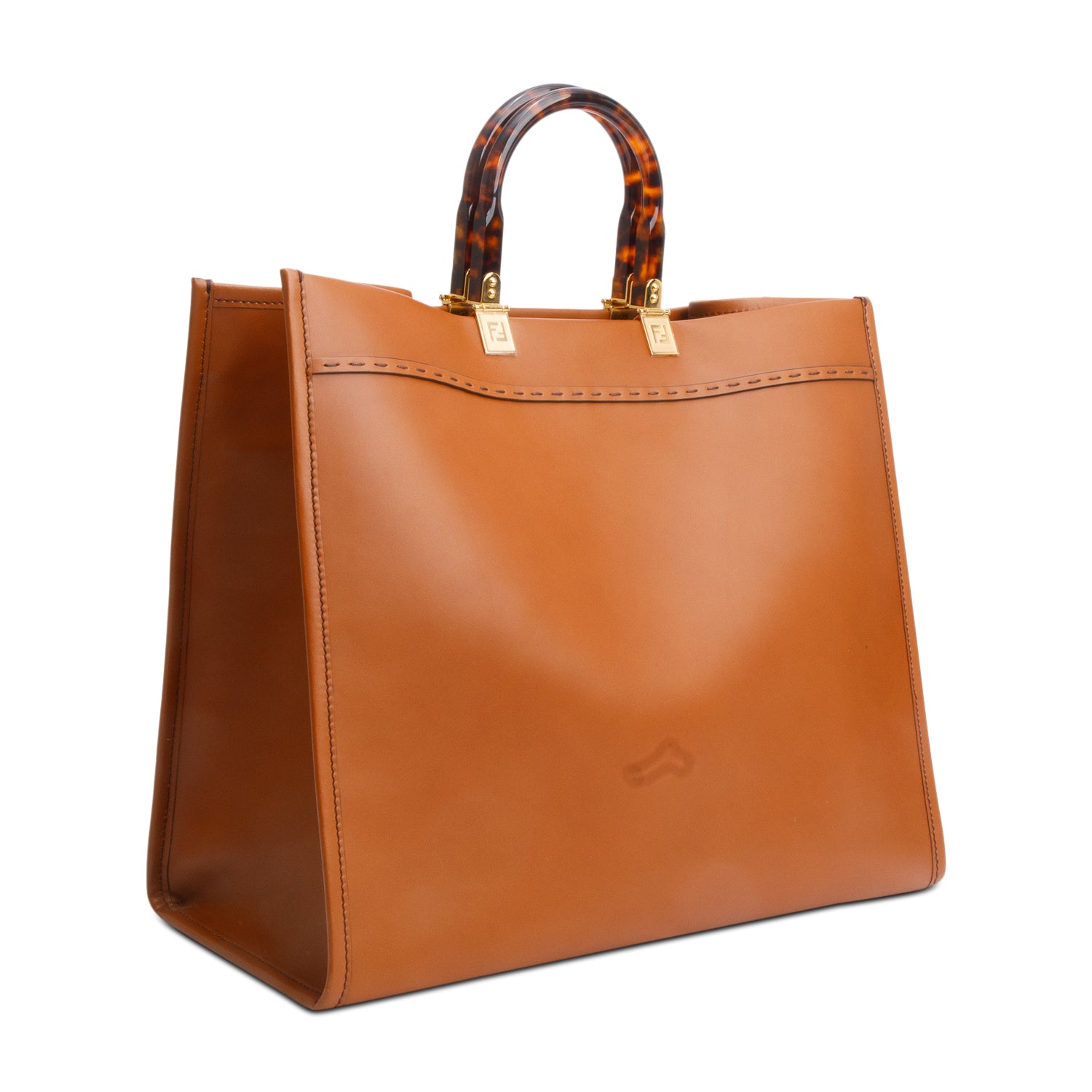 Fendi Brown Calfskin Leather Large Sunshine Tote Bag