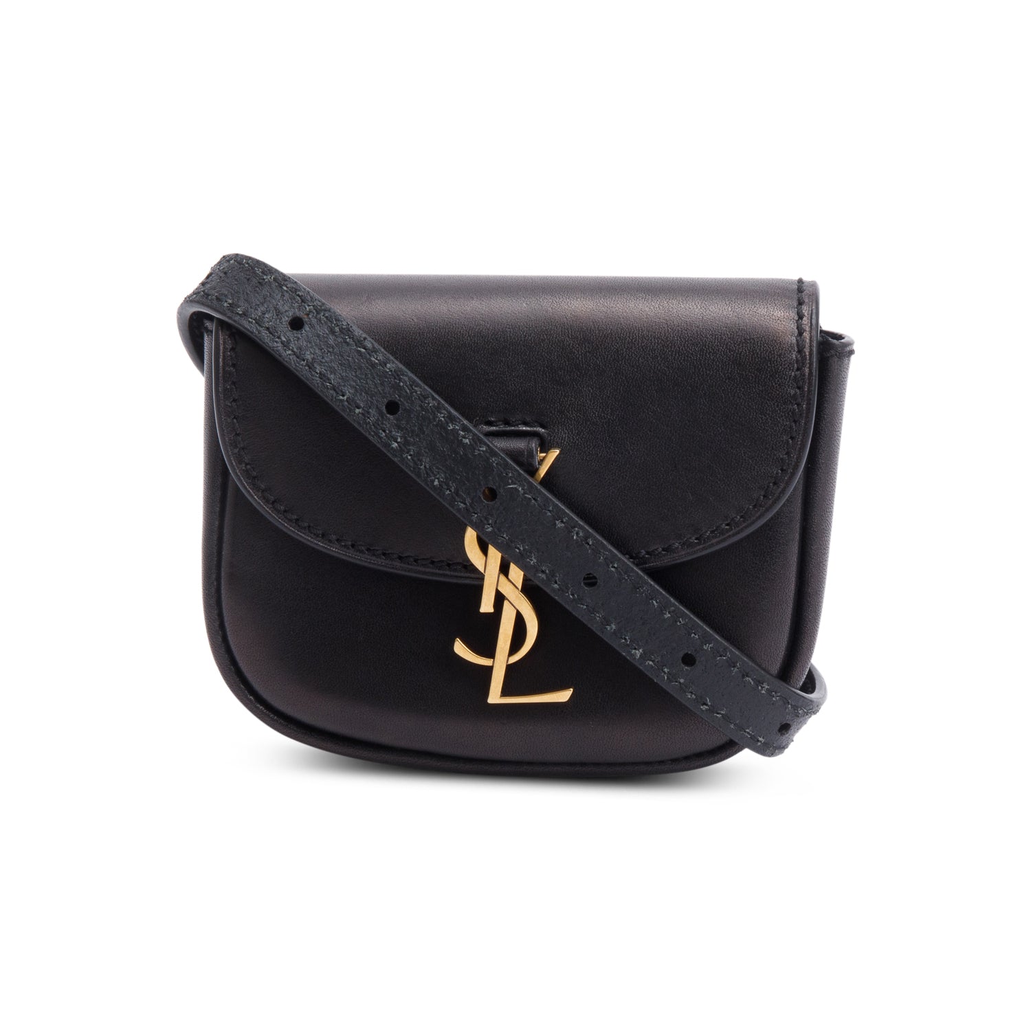 Saint Laurent 2020 Black Calfskin Leather Kaia Belt Bag w/ Receipt