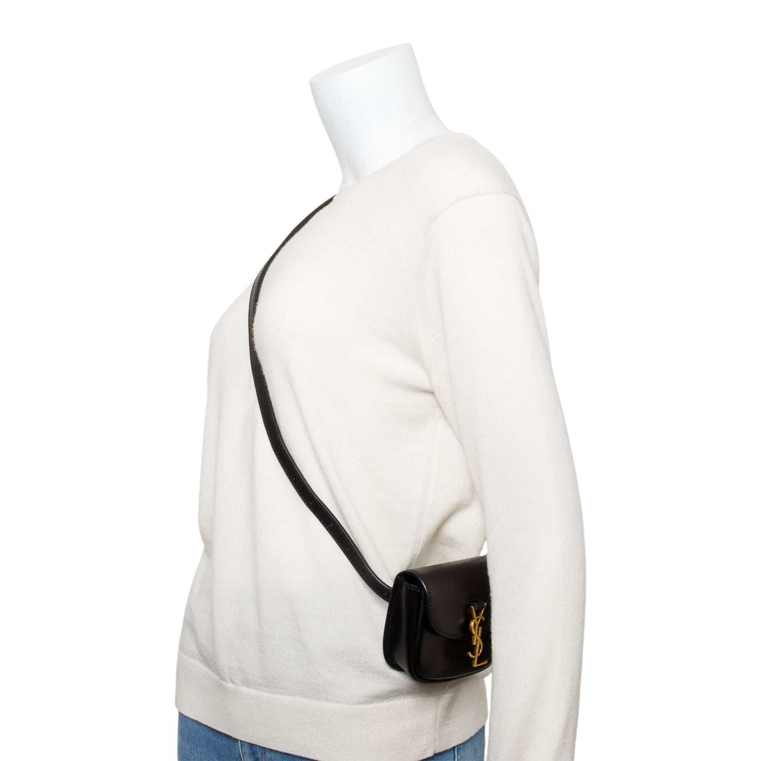 Saint Laurent 2020 Black Calfskin Leather Kaia Belt Bag w/ Receipt