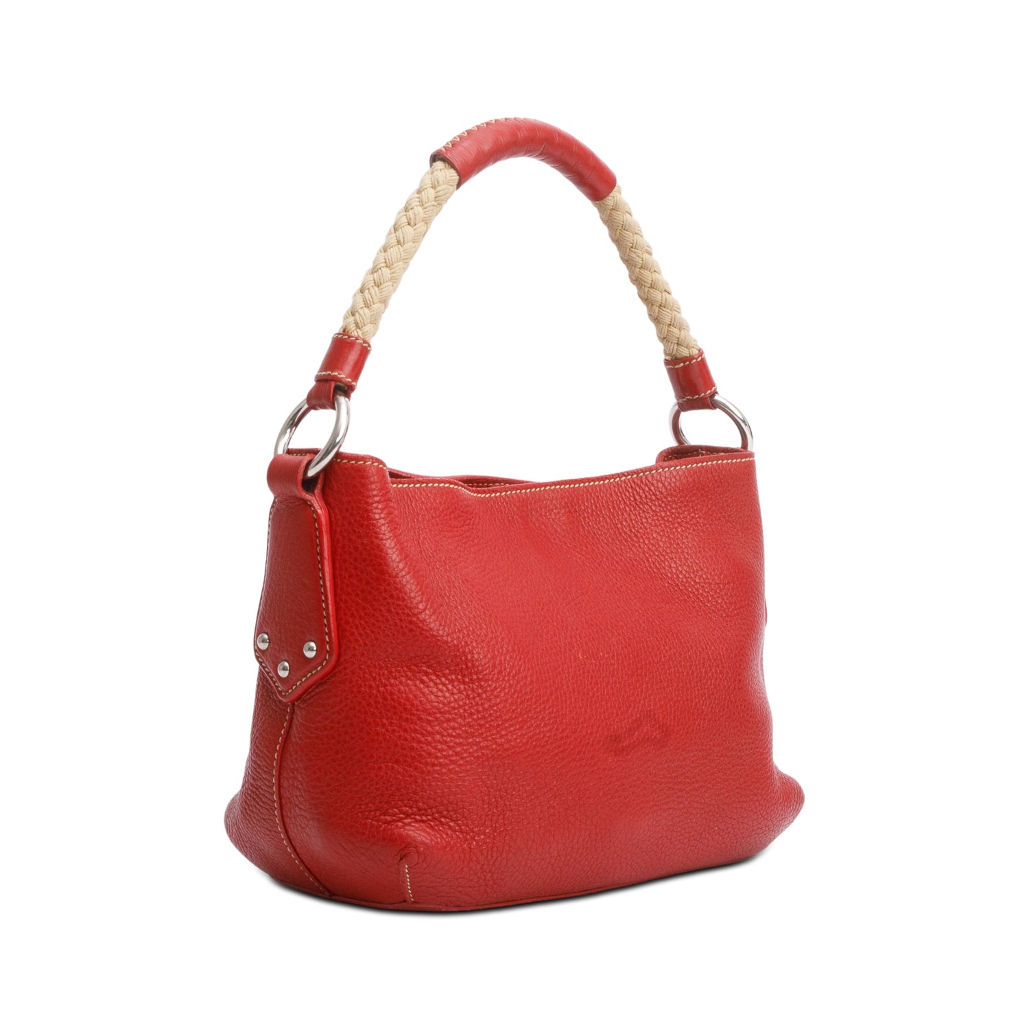 Prada Red Vitello Daino Leather Rope Handle Bag
