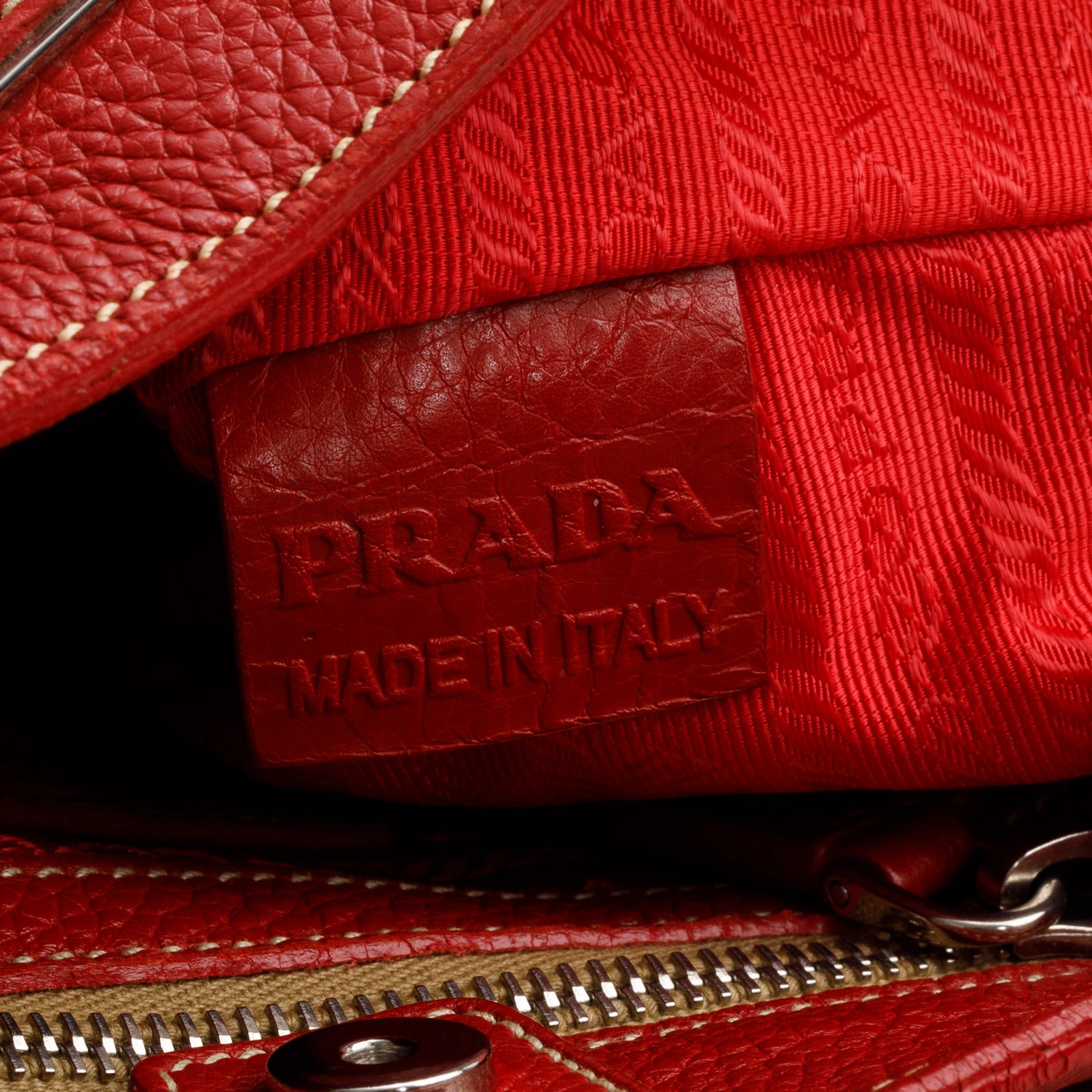 Prada Red Vitello Daino Leather Rope Handle Bag