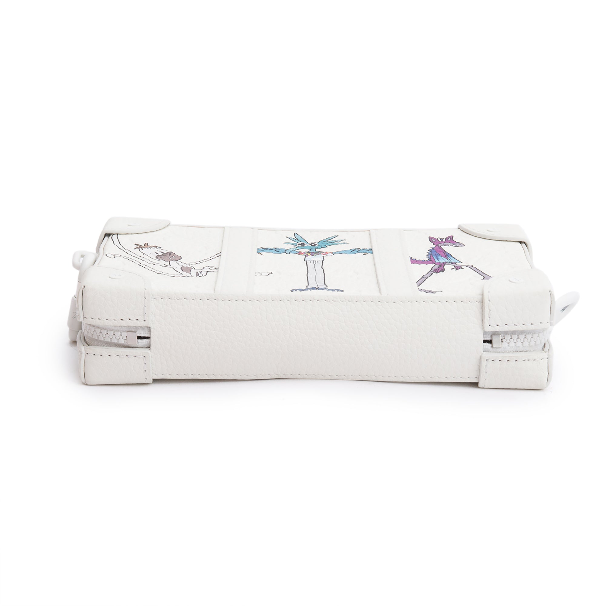 Louis Vuitton 2020 White Monogram Taurillon LV Friends Soft Trunk Wallet Crossbody w/ Strap &Box