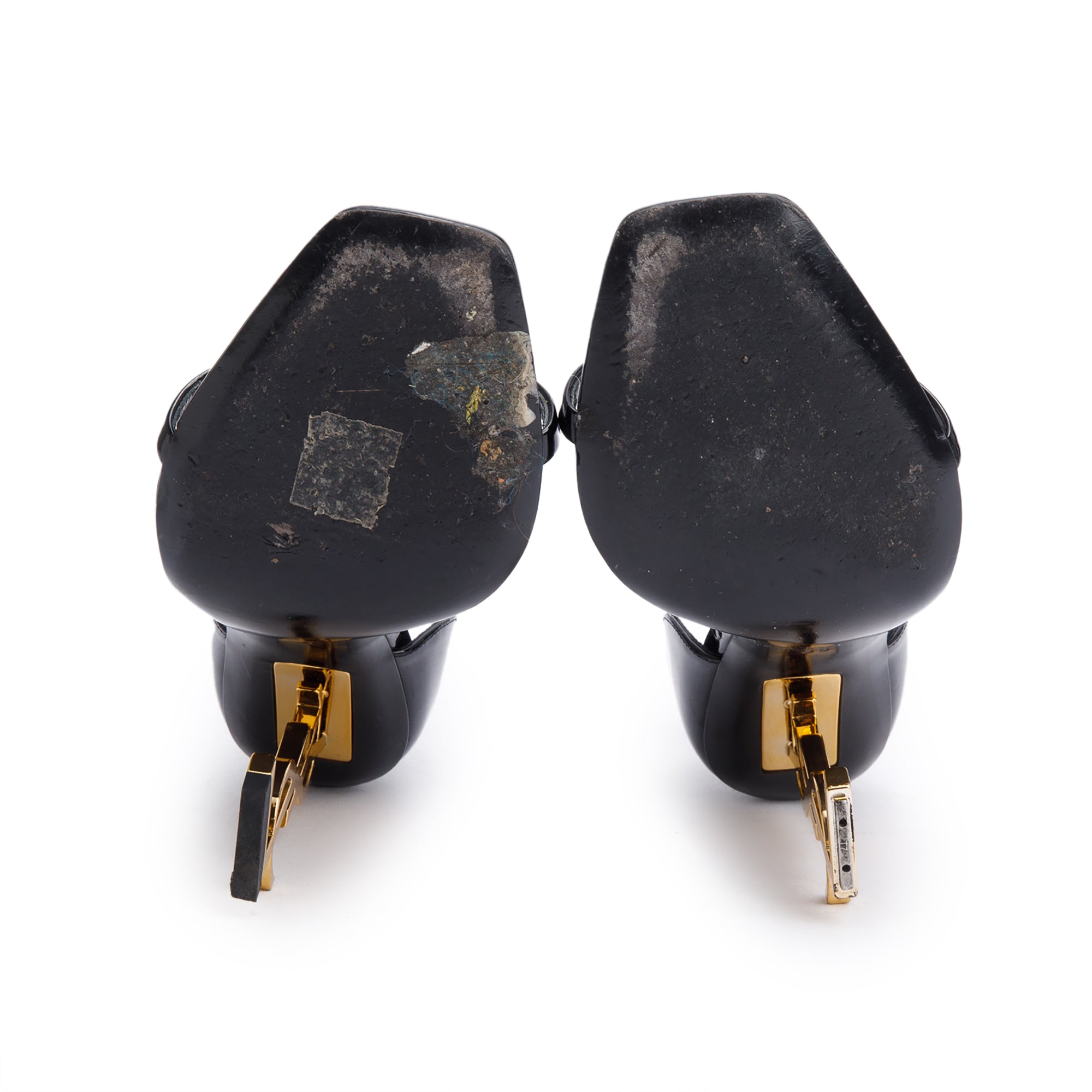 Saint Laurent Black Patent Leather Opyum Sandals, Size 38 w/ Box