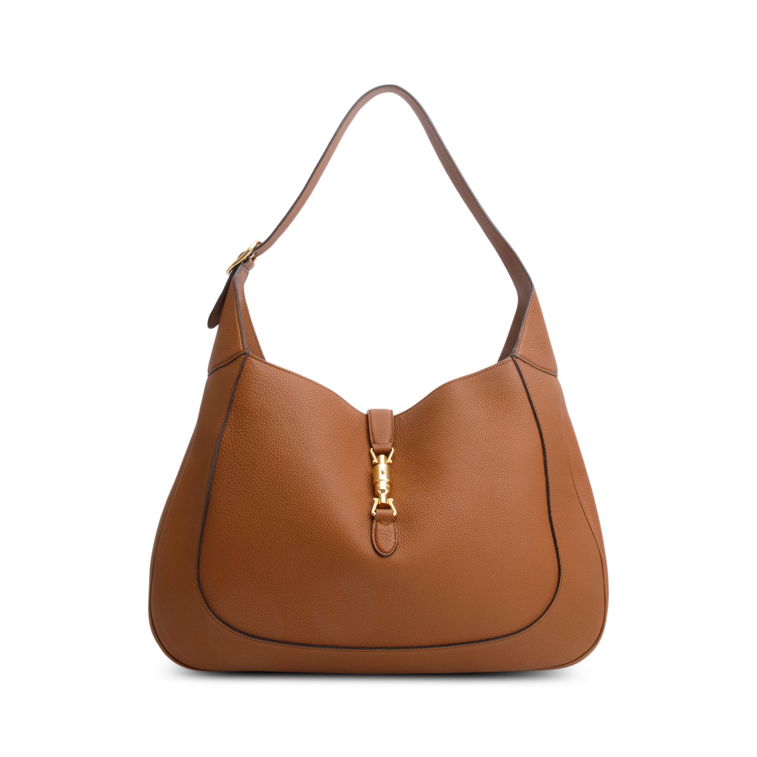 Gucci Brown Calfskin Leather Large Jackie 1961 Hobo Bag w/ Strap