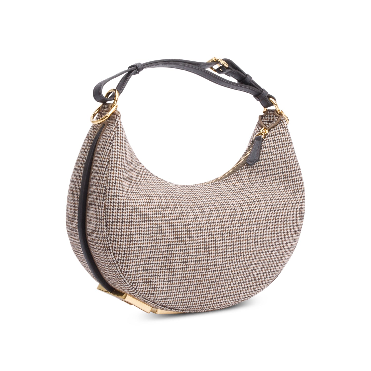 Fendi Brown Houndstooth Wool Small Fendigraphy Bag