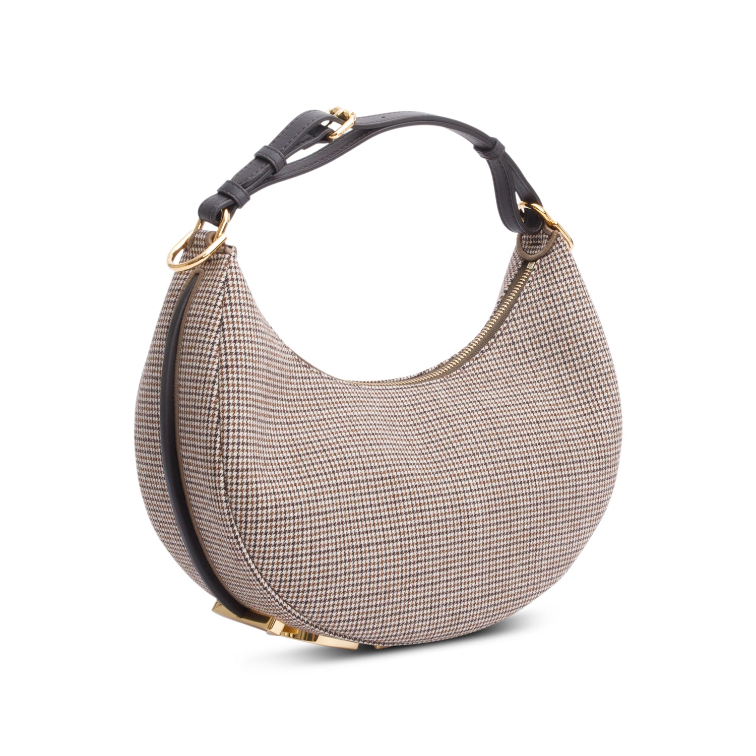Fendi Brown Houndstooth Wool Small Fendigraphy Bag