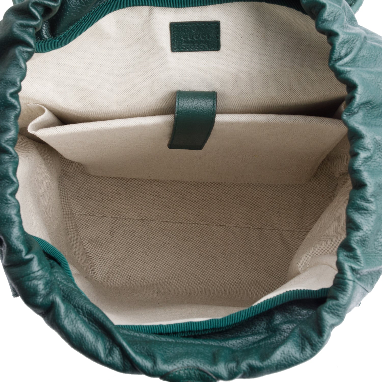 Gucci Green Calfskin Leather Web Double Buckle Ophidia Medium Backpack