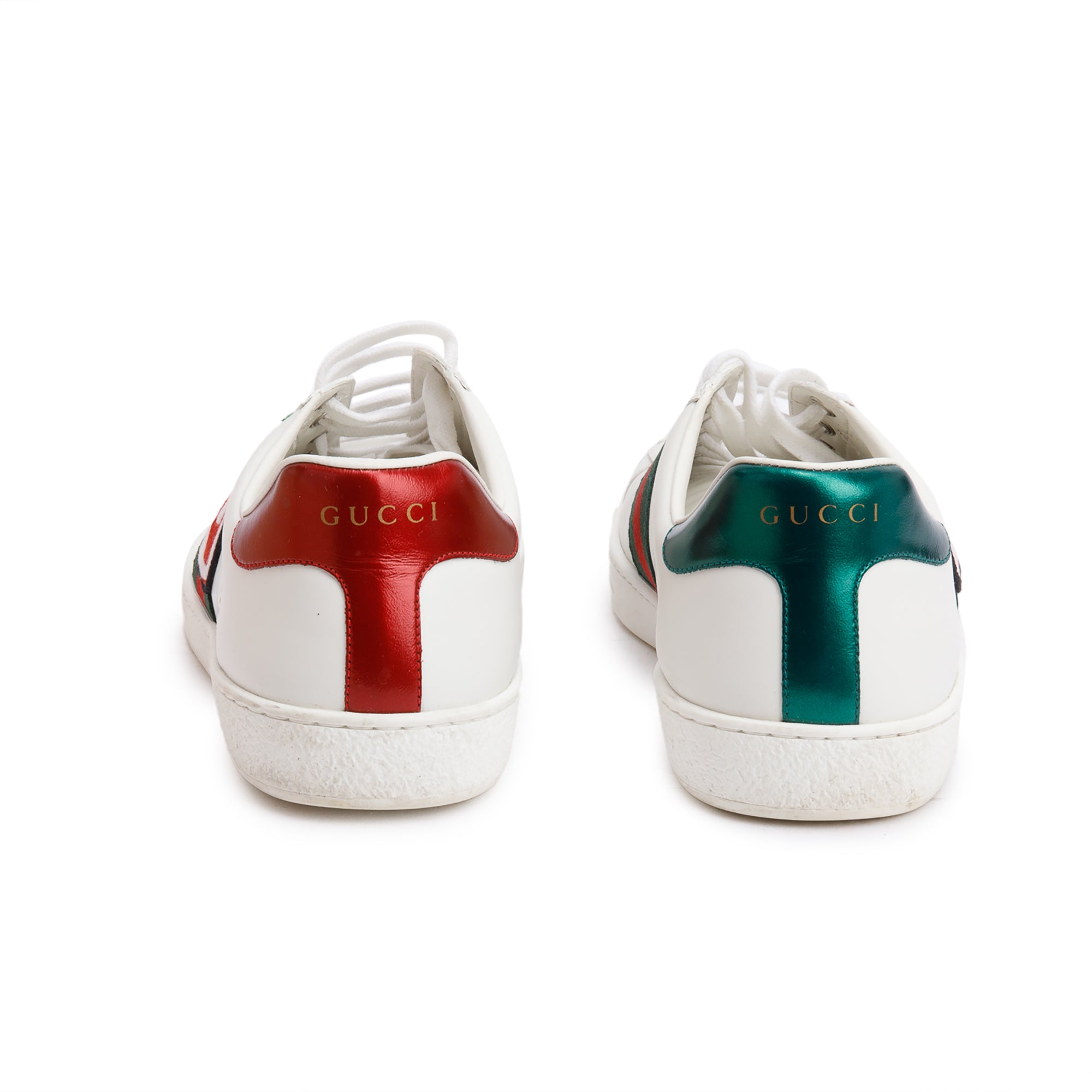 Gucci White Leather Embroidered Web GG Apple Men's Ace Sneakers, Size 8 w/ Box