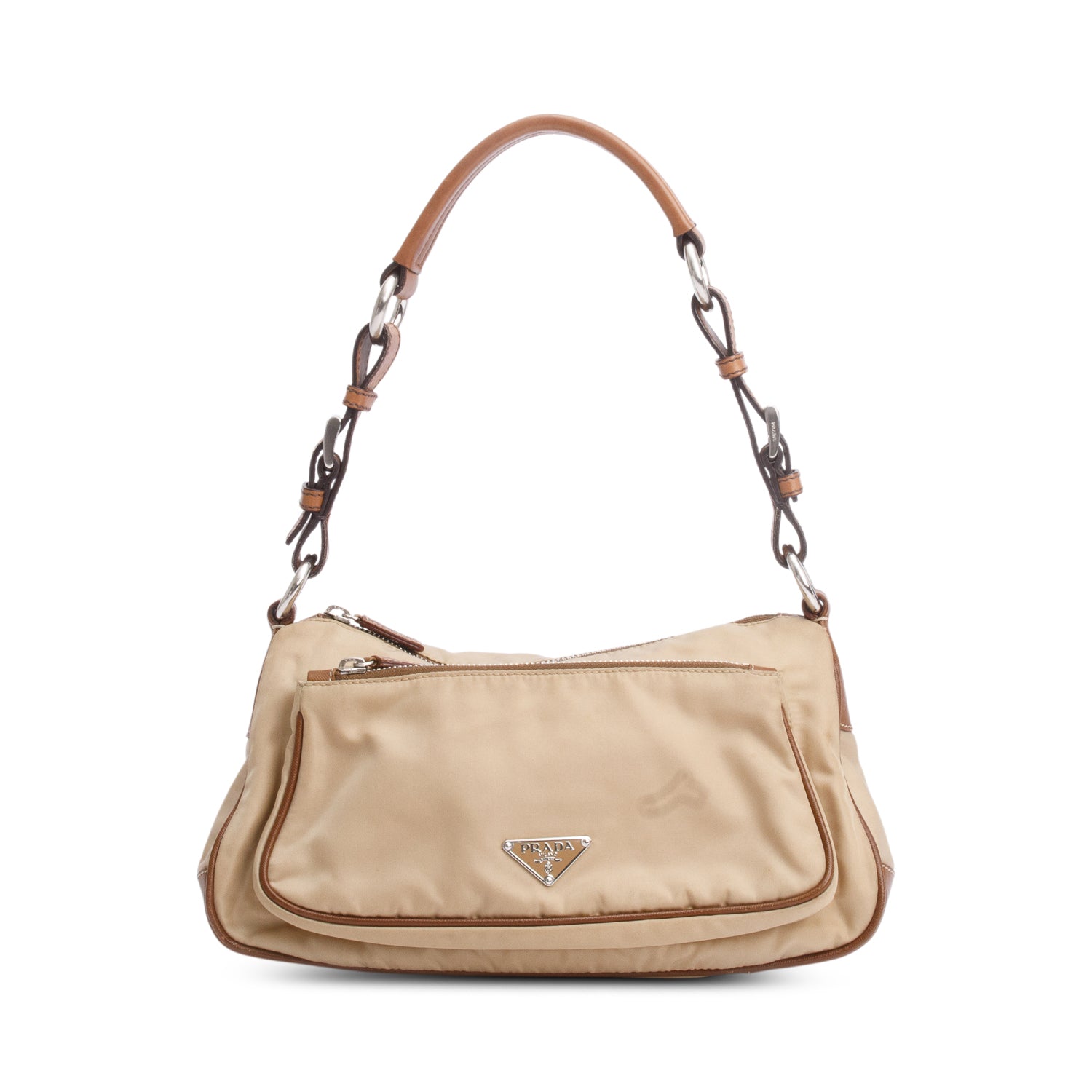 Prada Brown Saffiano-Trimmed Tessuto Nylon Shoulder Bag