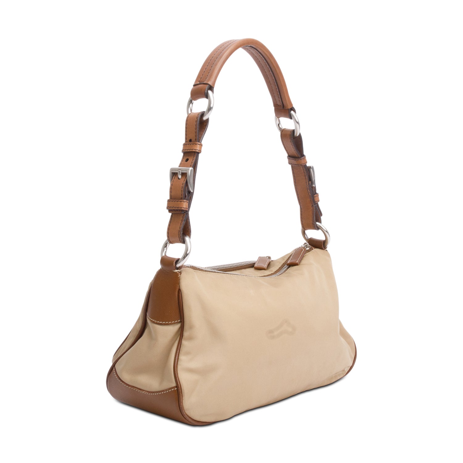 Prada Brown Saffiano-Trimmed Tessuto Nylon Shoulder Bag