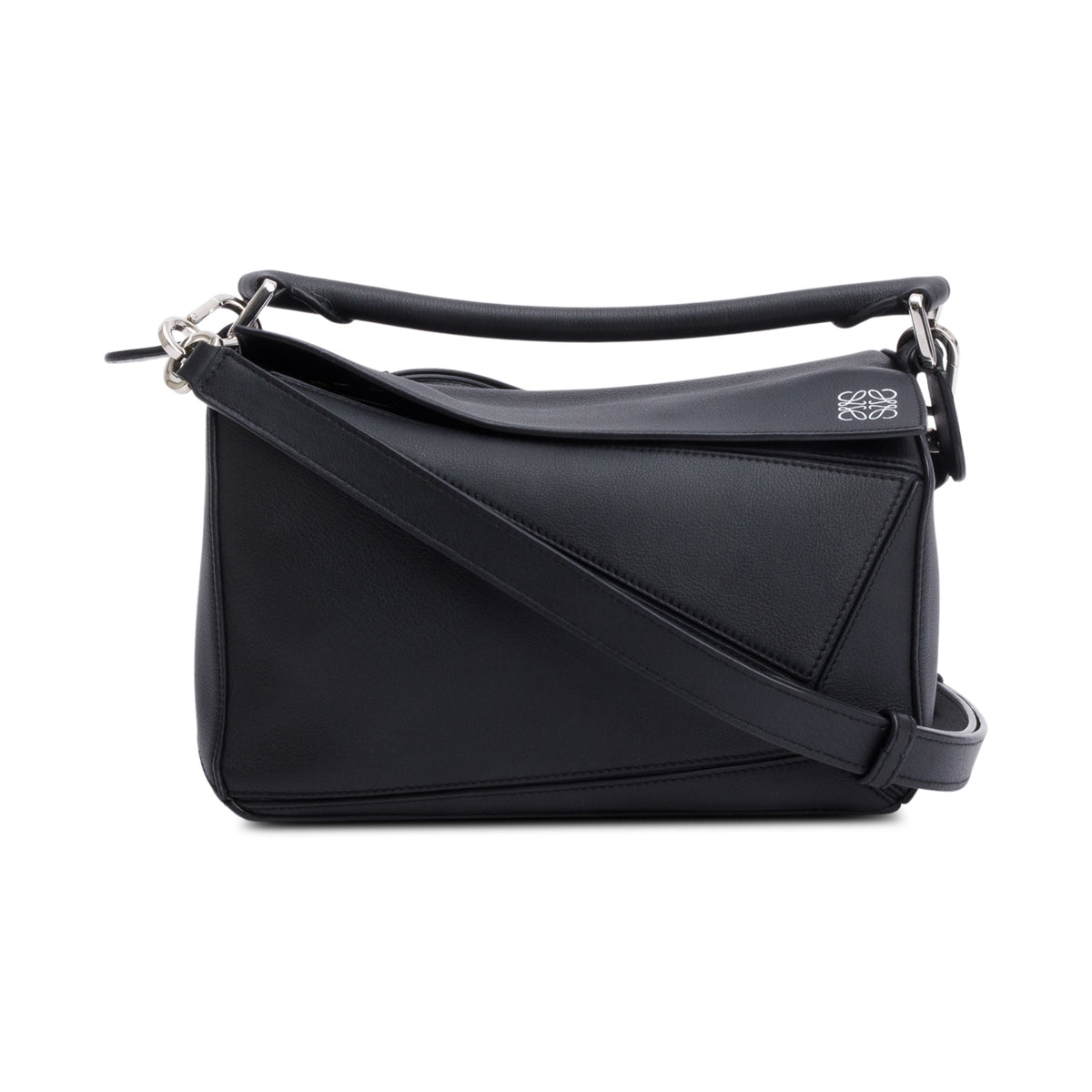 LOEWE テラクロッグ Loewe Black Calfskin Leather Small Puzzle Edge Bag w/ Strap – OLIVER'S