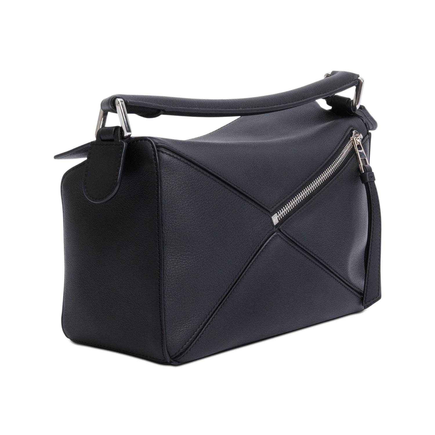 Loewe Black Calfskin Leather Small Puzzle Edge Bag w/ Strap