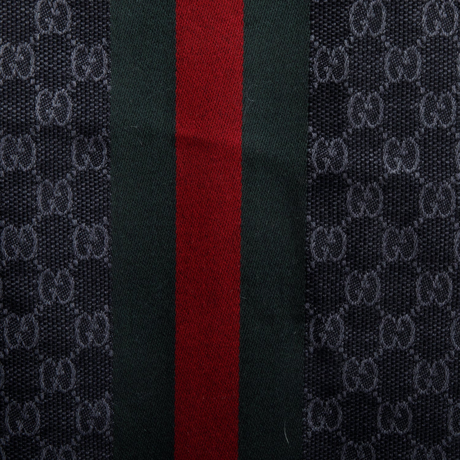 Gucci Black/Grey GG Jacquard Web Wool Silk Scarf