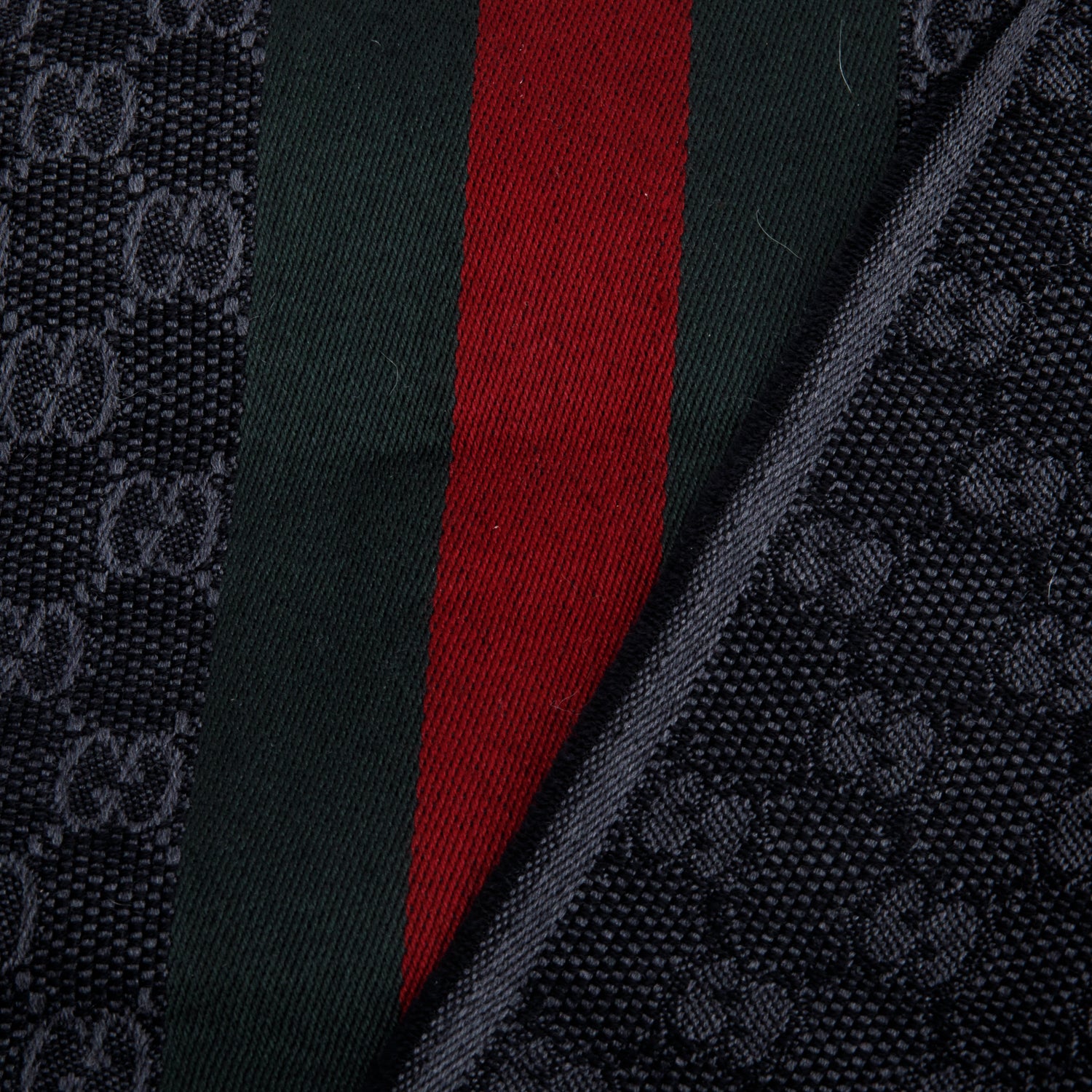 Gucci Black/Grey GG Jacquard Web Wool Silk Scarf