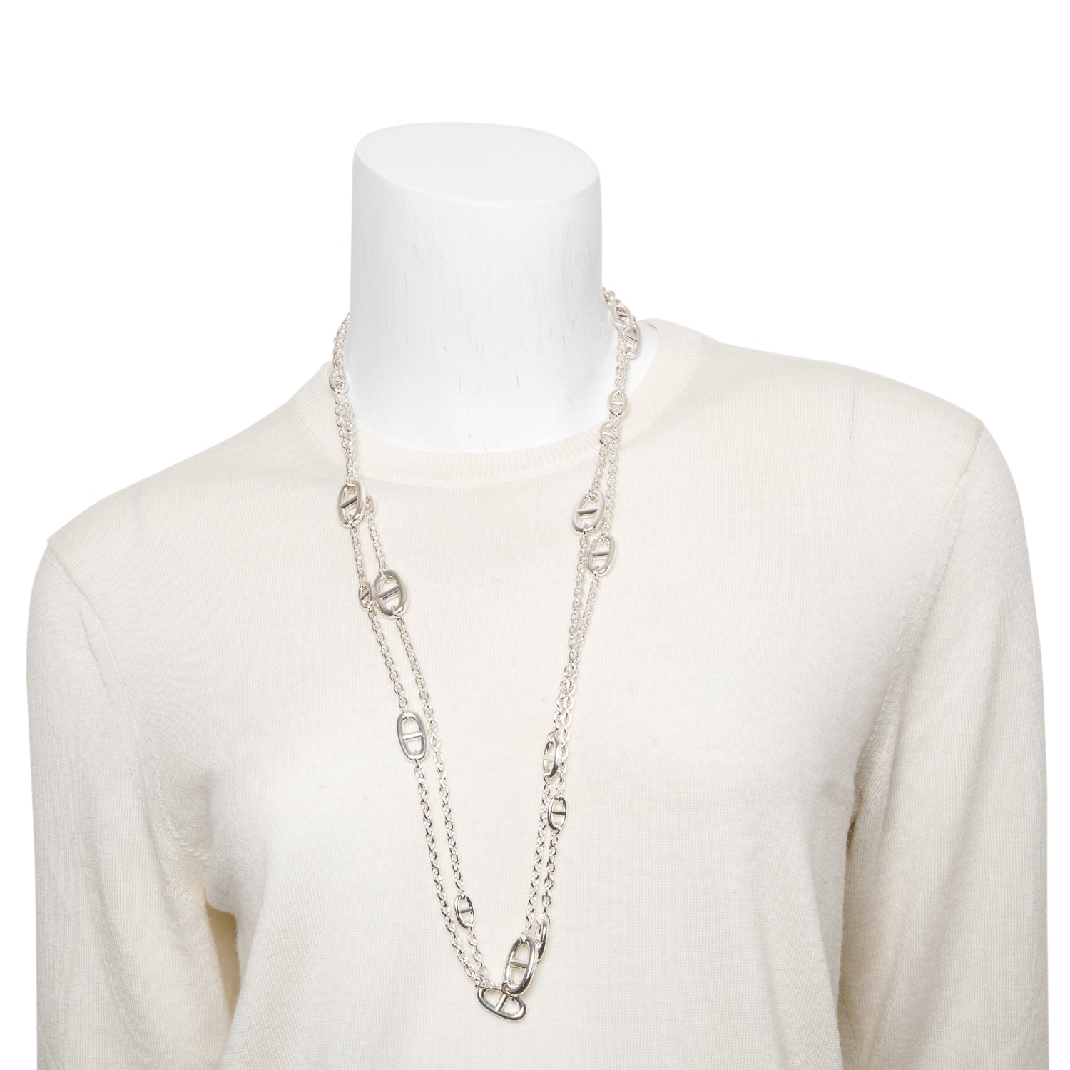 Hermes Sterling Silver Farandole Long Necklace 160 w/ Box