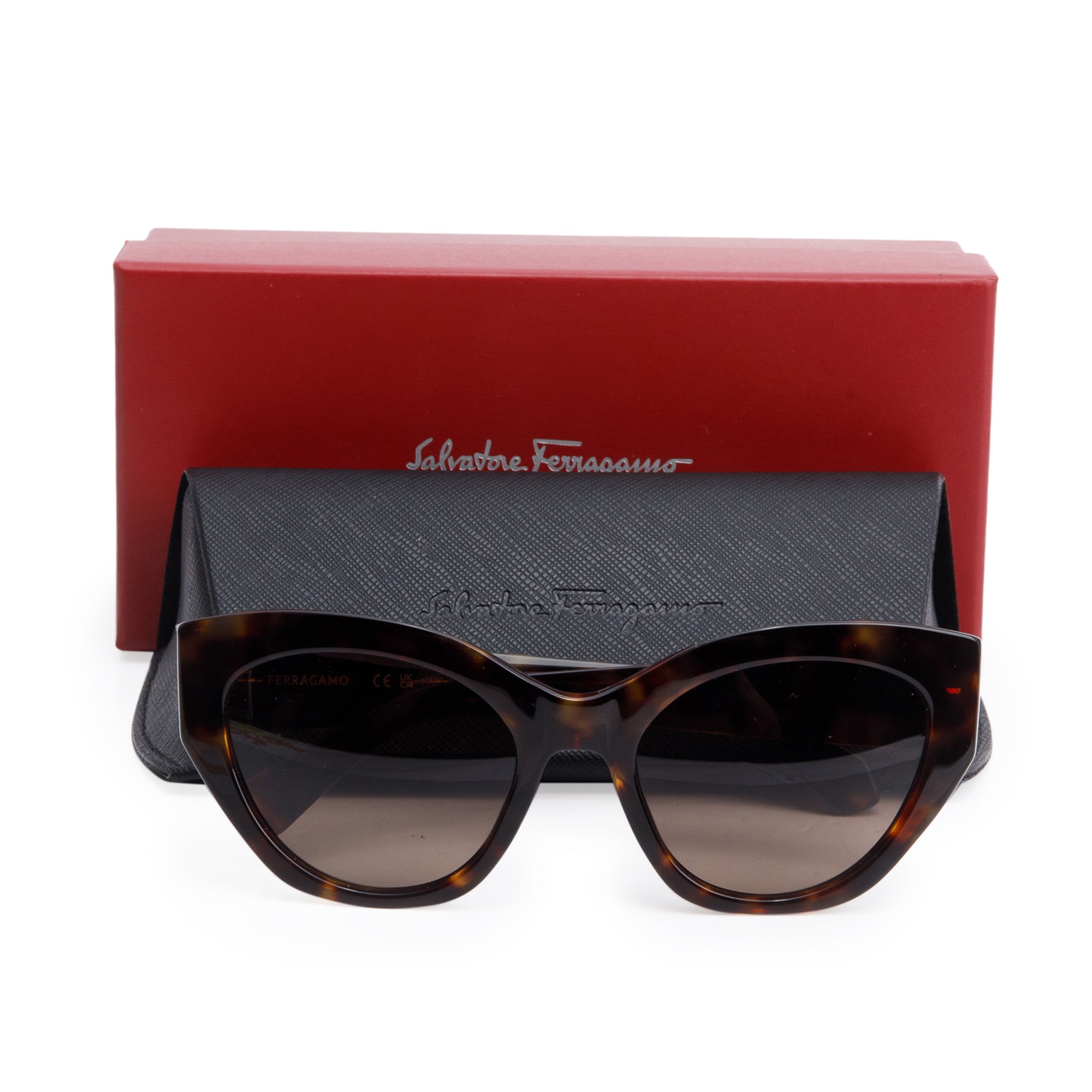 Salvatore Ferragamo SF1107S Havana Acetate Cat-Eye Sunglasses w/ Box & Case