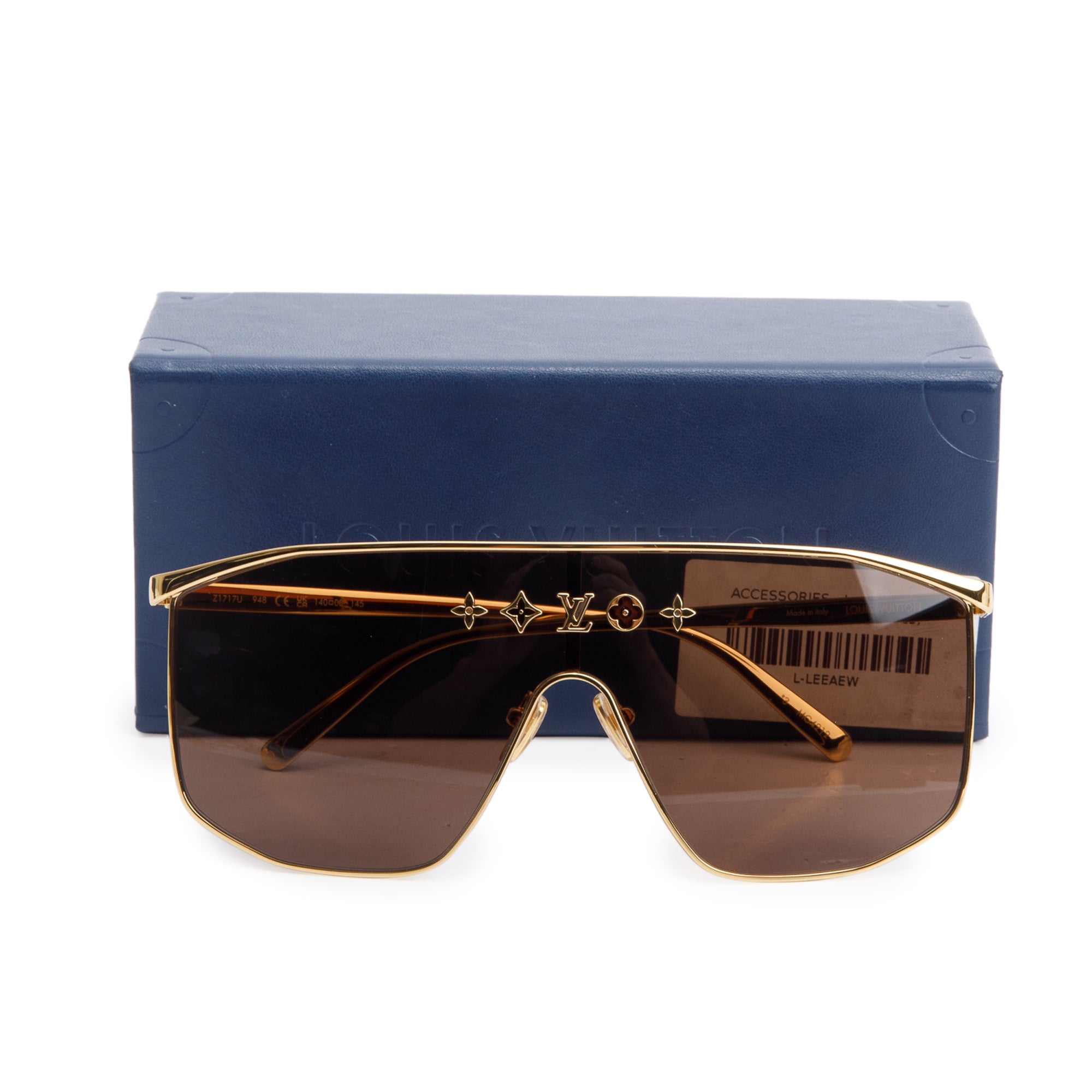 Louis Vuitton 2022 Z1717U Gold Plated LV Golden Mask Sunglasses w/ Case