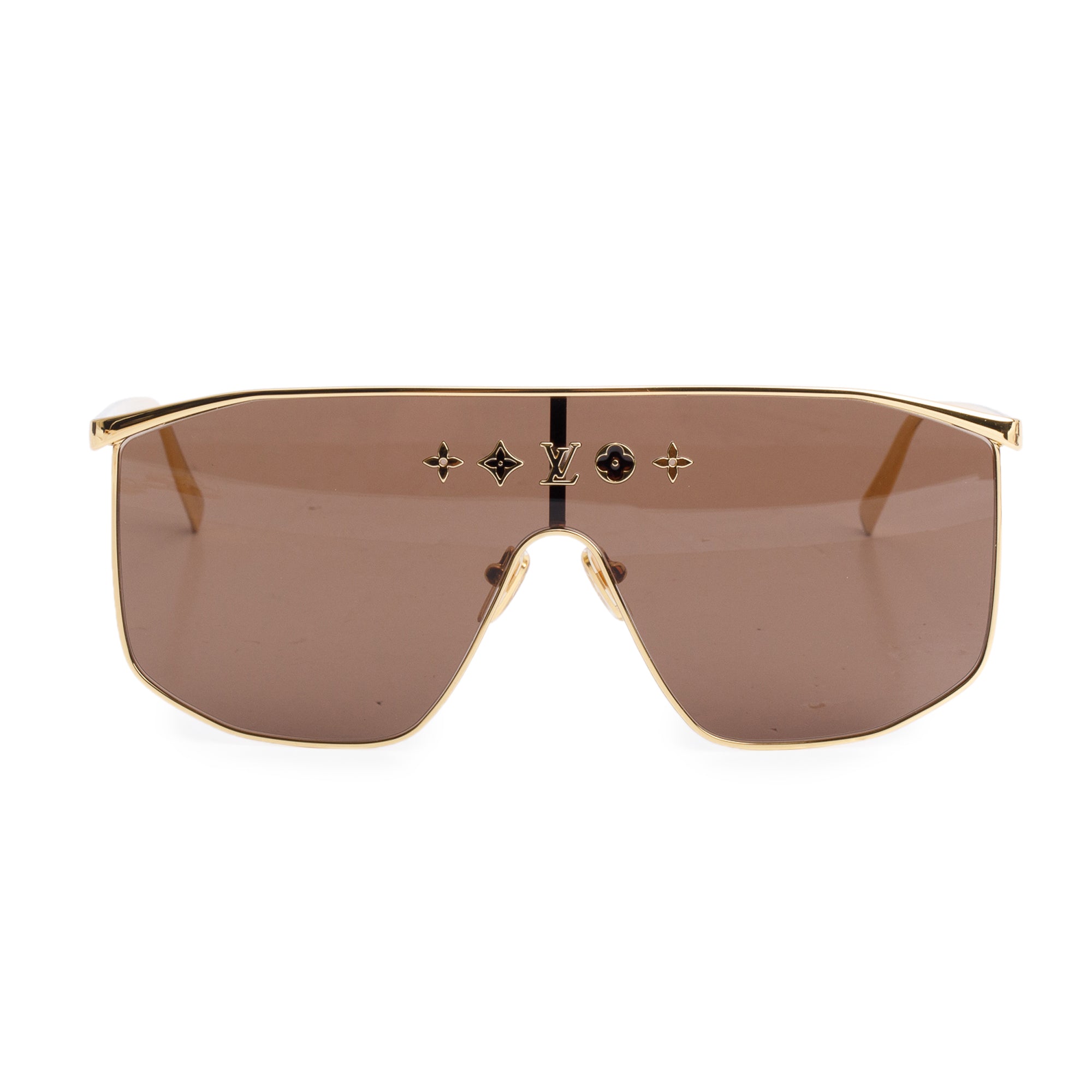 Louis Vuitton 2022 Z1717U Gold Plated LV Golden Mask Sunglasses w/ Case