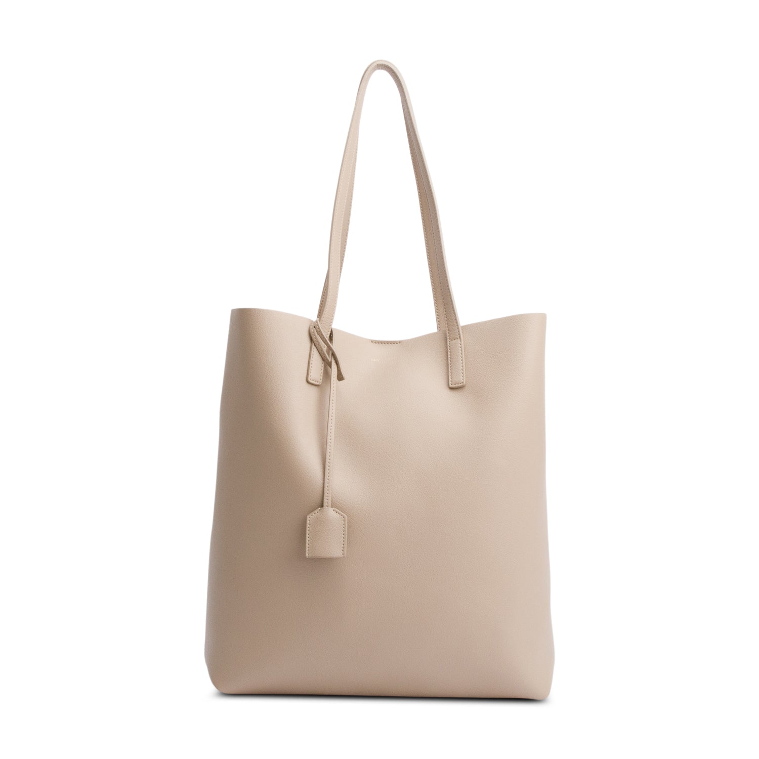 Saint Laurent Beige Calfskin Leather N/S Shopping Tote w/ Pouch