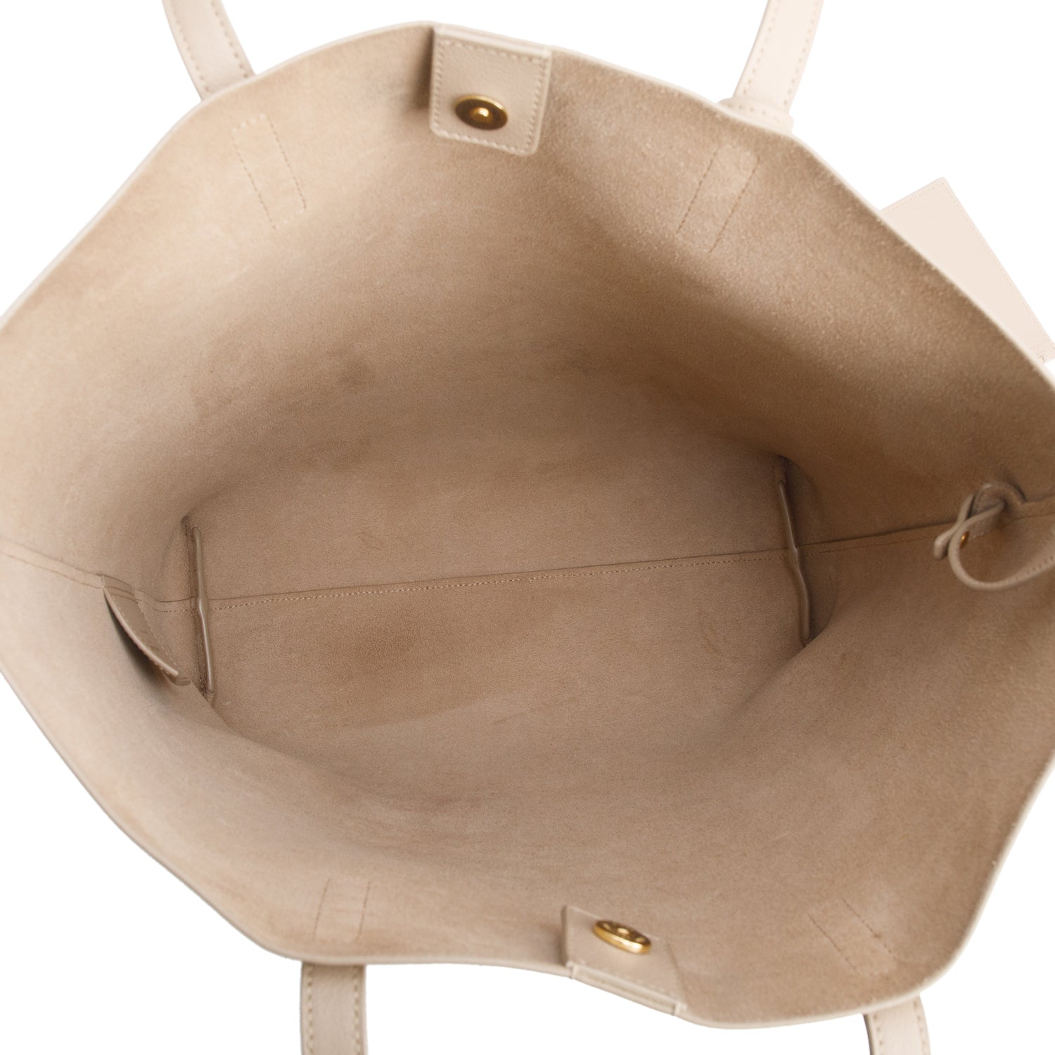 Saint Laurent Beige Calfskin Leather N/S Shopping Tote w/ Pouch