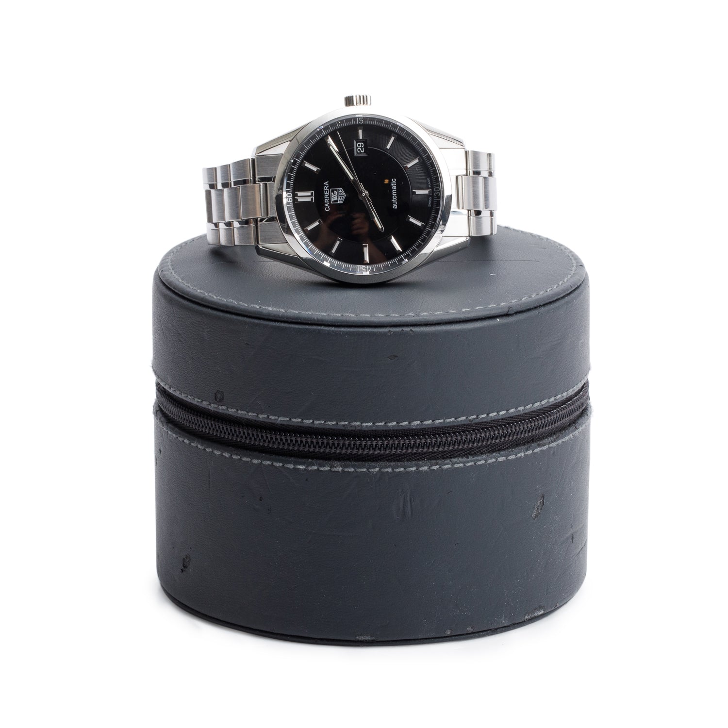 Tag Heuer Stainless Steel Carrera Calibre 5 39 MM Automatic Watch Black Dial WV211B w/ Box
