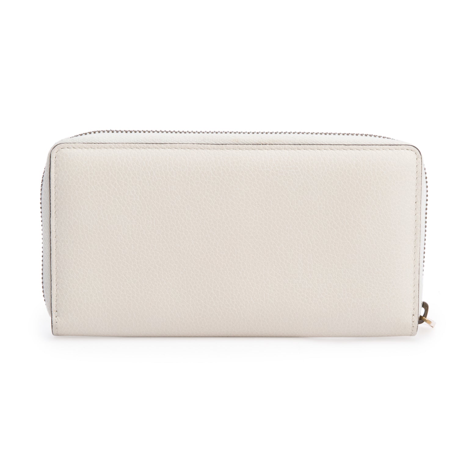 Gucci White Calfskin Leather Logo Zip Around Wallet