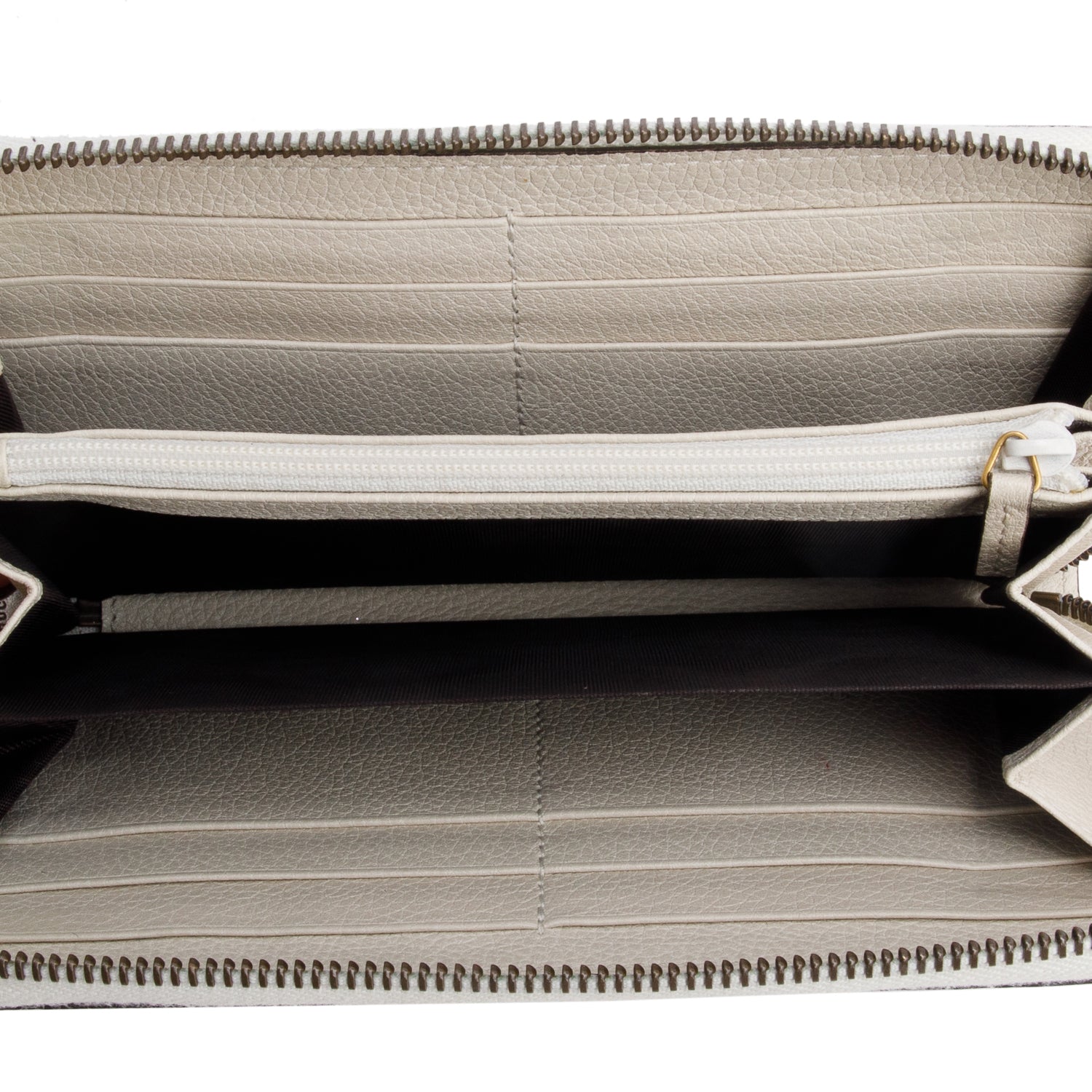 Gucci White Calfskin Leather Logo Zip Around Wallet