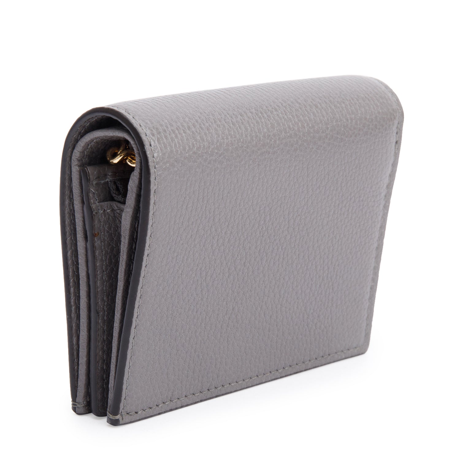 Gucci Grey Calfskin Leather Zumi Chain Card Case Wallet w/ Box