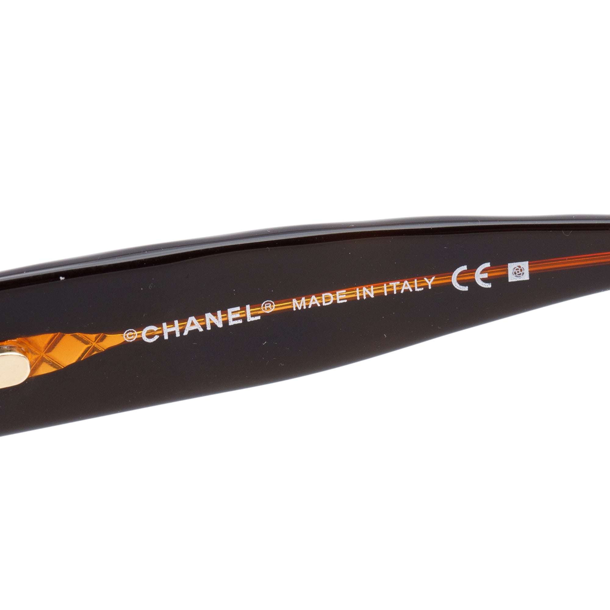 Chanel 5111 Brown Quilted Acetate CC Camellia Rectangle Sunglasses w/ Case