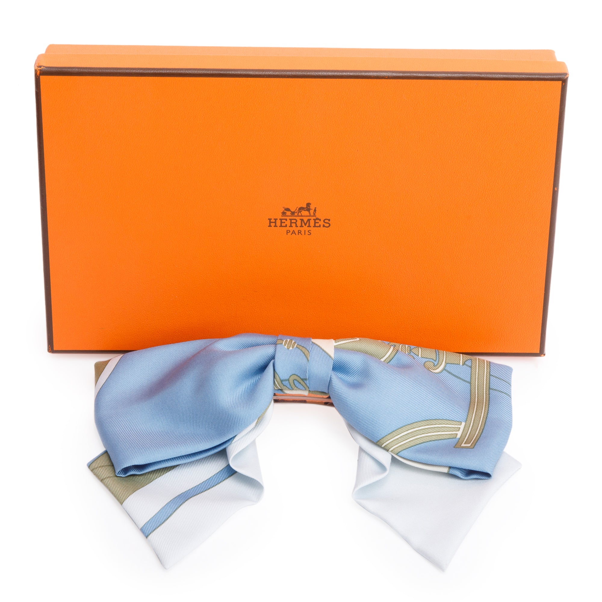 Hermes Bleu Cyclade Ex Libris Grenelle Hair Clip w/ Box