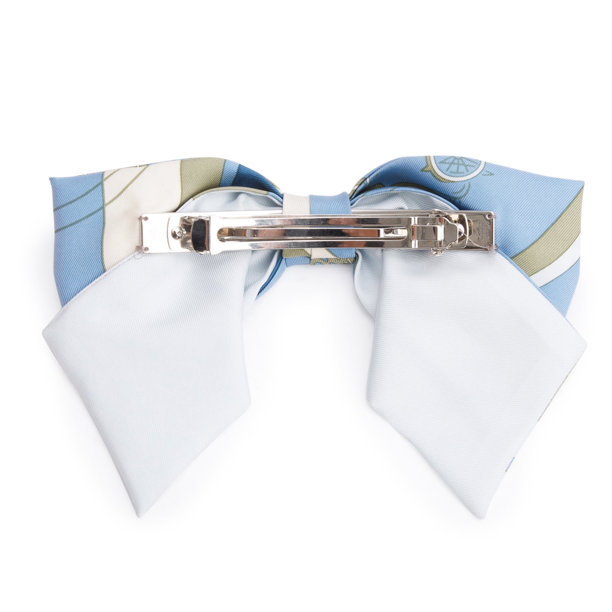 Hermes Bleu Cyclade Ex Libris Grenelle Hair Clip w/ Box