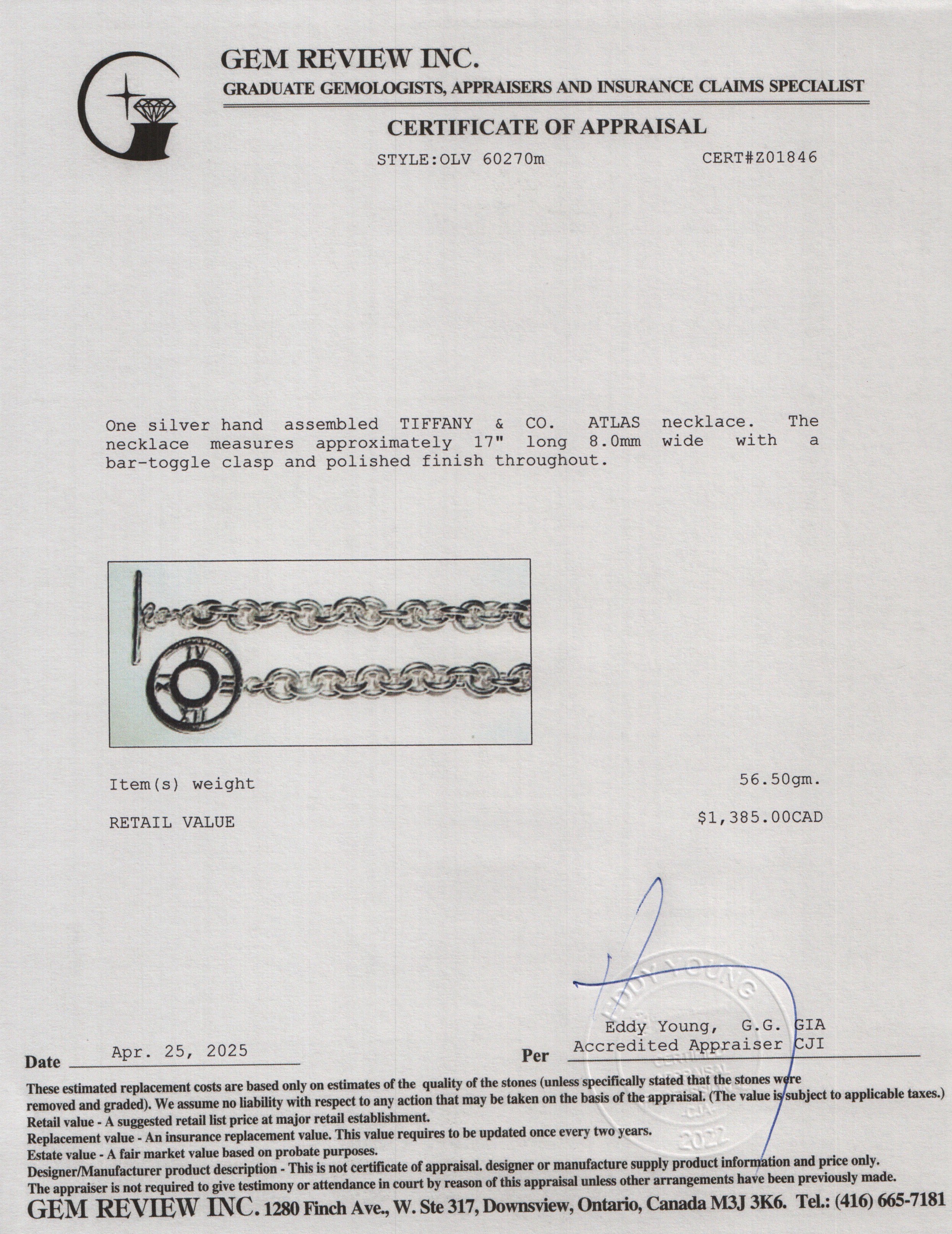 Tiffany & Co. Sterling Silver Atlas Toggle Necklace