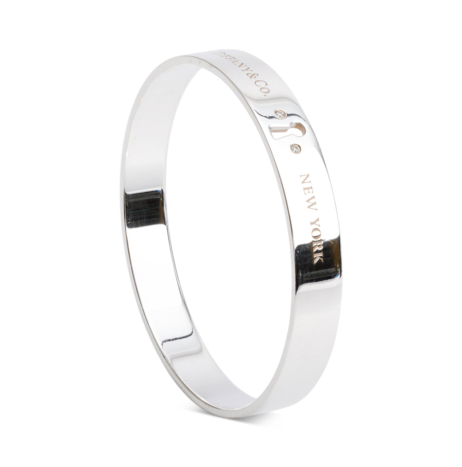 Tiffany & Co. Sterling Silver Diamond Locks Bangle w/ Box