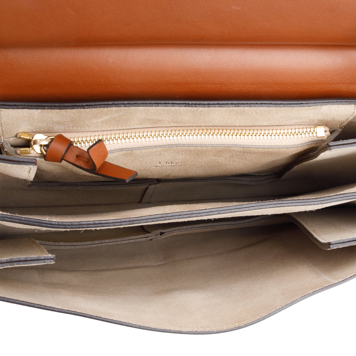 Chloe Brown Calfskin Leather Suede Trim Medium Faye Shoulder Bag