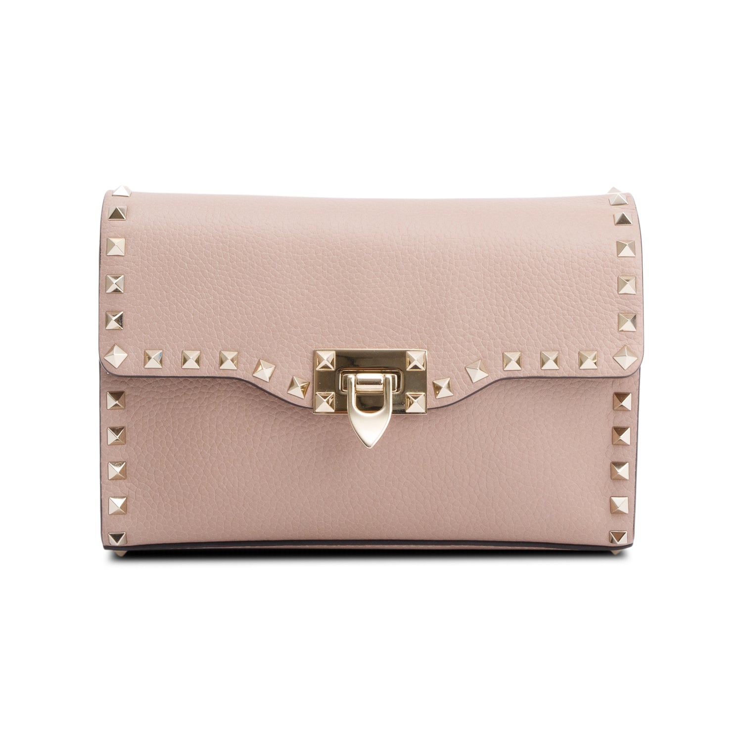 Valentino Pink Grained Calfskin Leather Rockstud Crossbody Bag