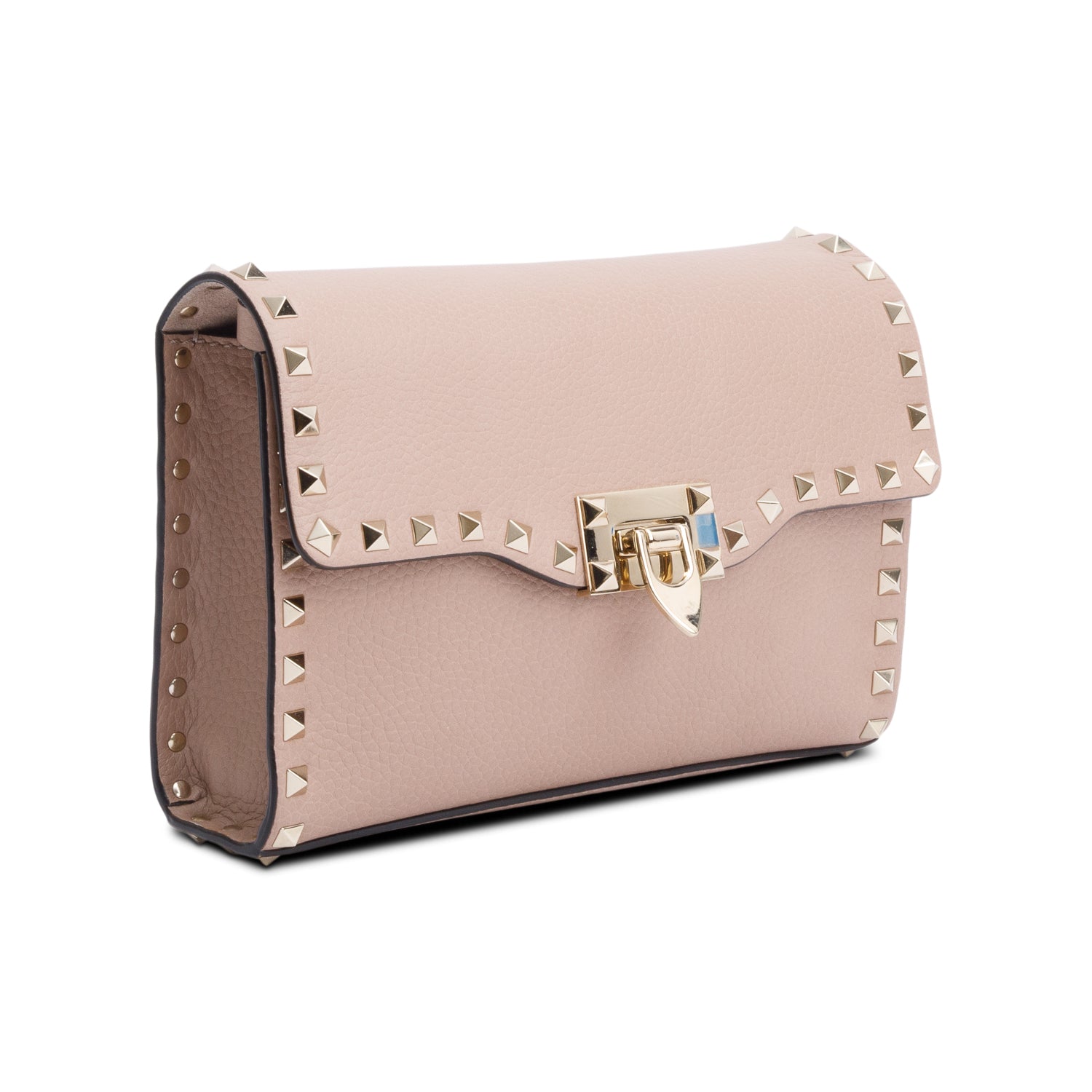 Valentino Pink Grained Calfskin Leather Rockstud Crossbody Bag