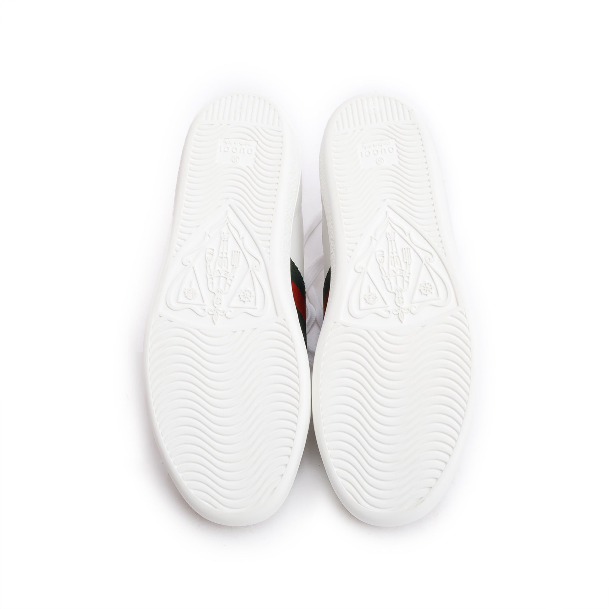 Gucci 2023 White Leather Embroidered Web Bee Ace Sneakers, Size 37 w/ Box