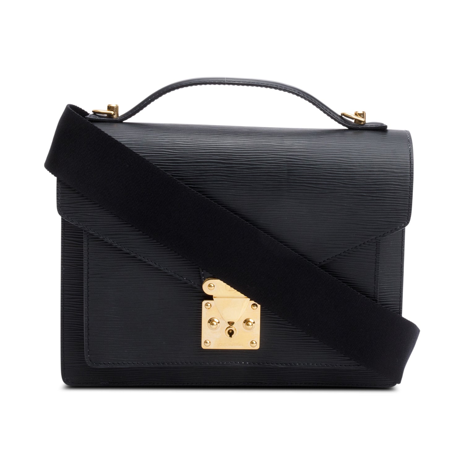 Louis Vuitton Black Epi Leather Monceau 28 w/ Strap & Box