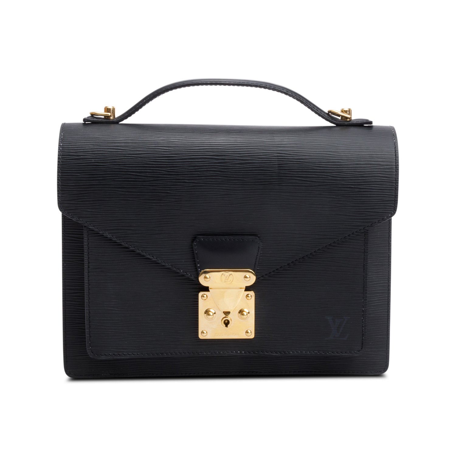 Louis Vuitton Black Epi Leather Monceau 28 w/ Strap & Box