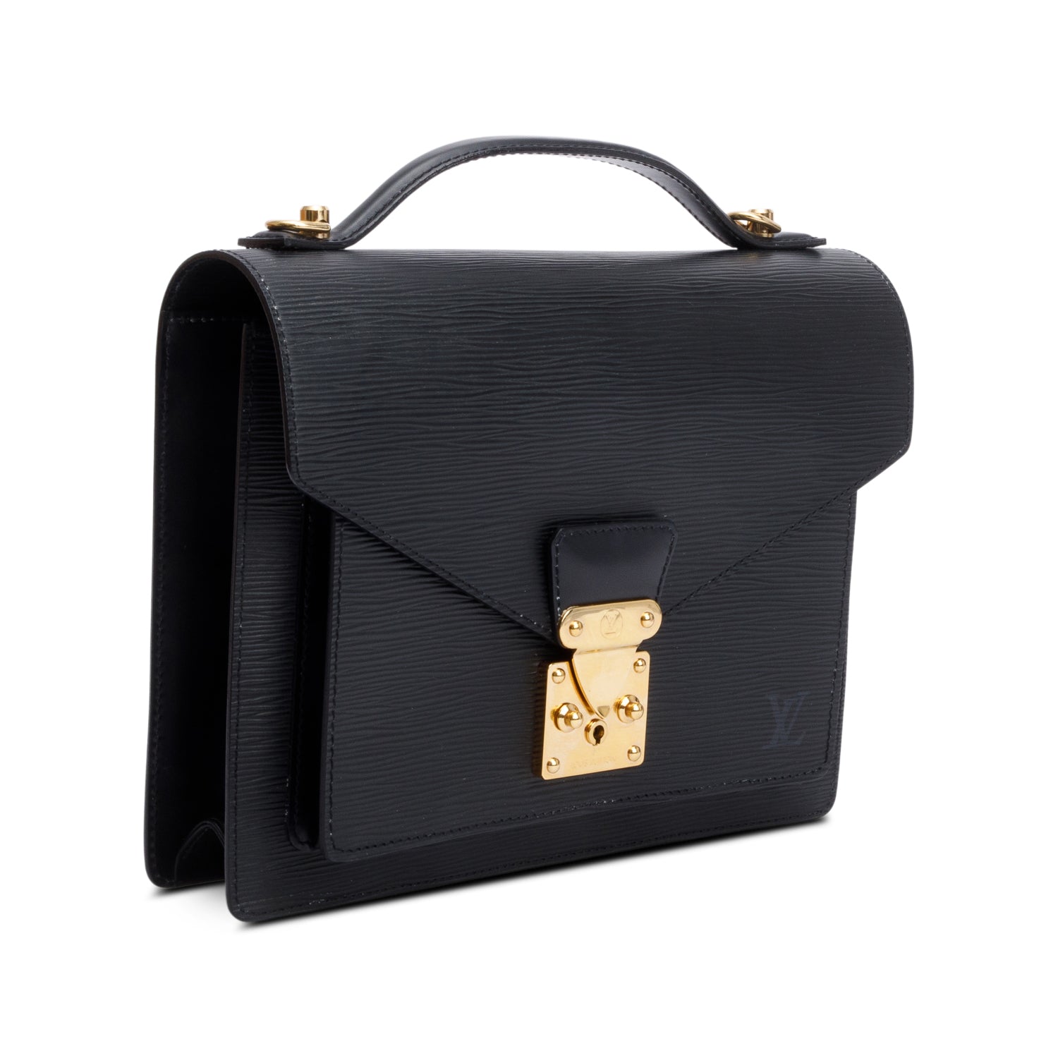 Louis Vuitton Black Epi Leather Monceau 28 w/ Strap & Box