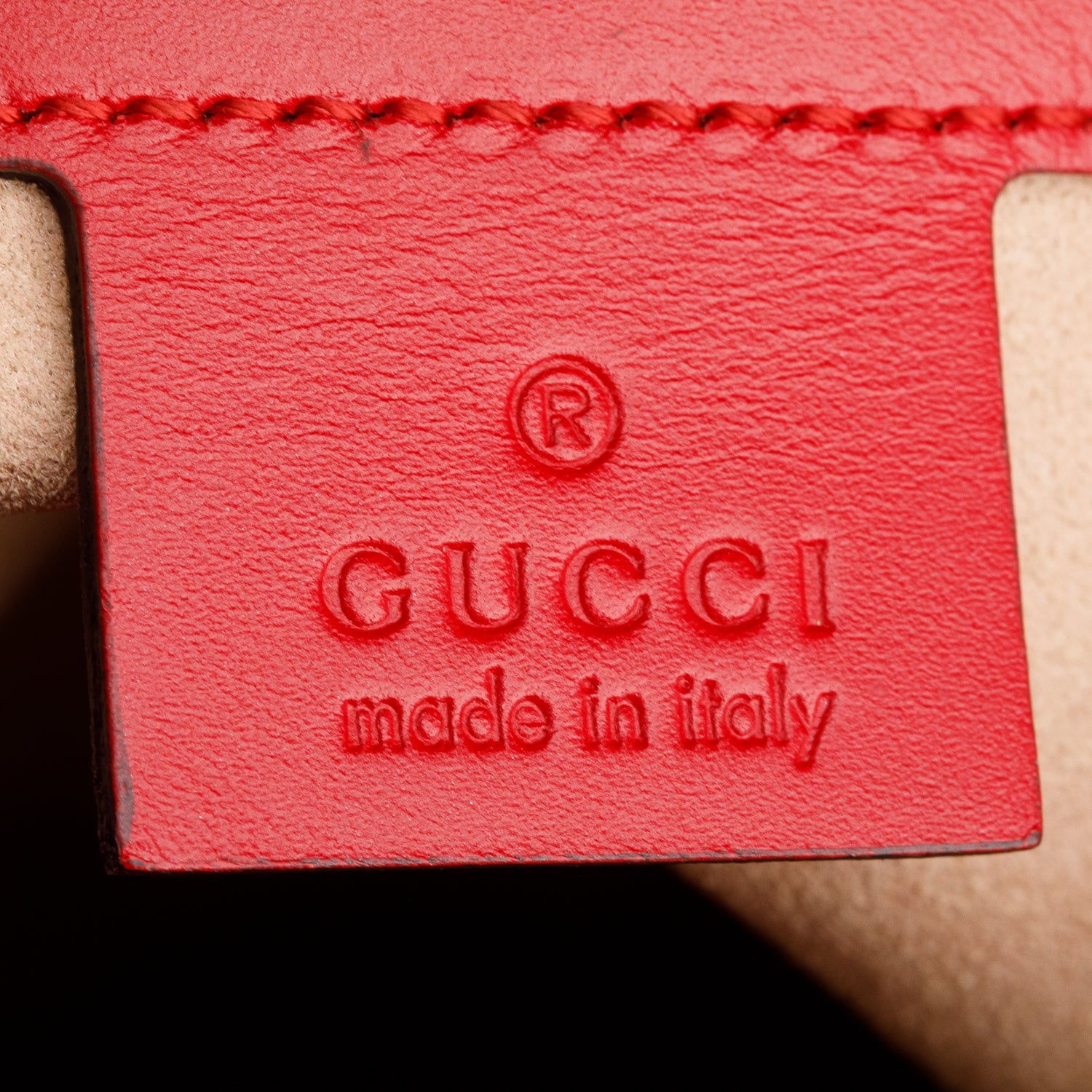 Gucci Red Signature Leather Medium Padlock Top Handle Bag w/ Strap