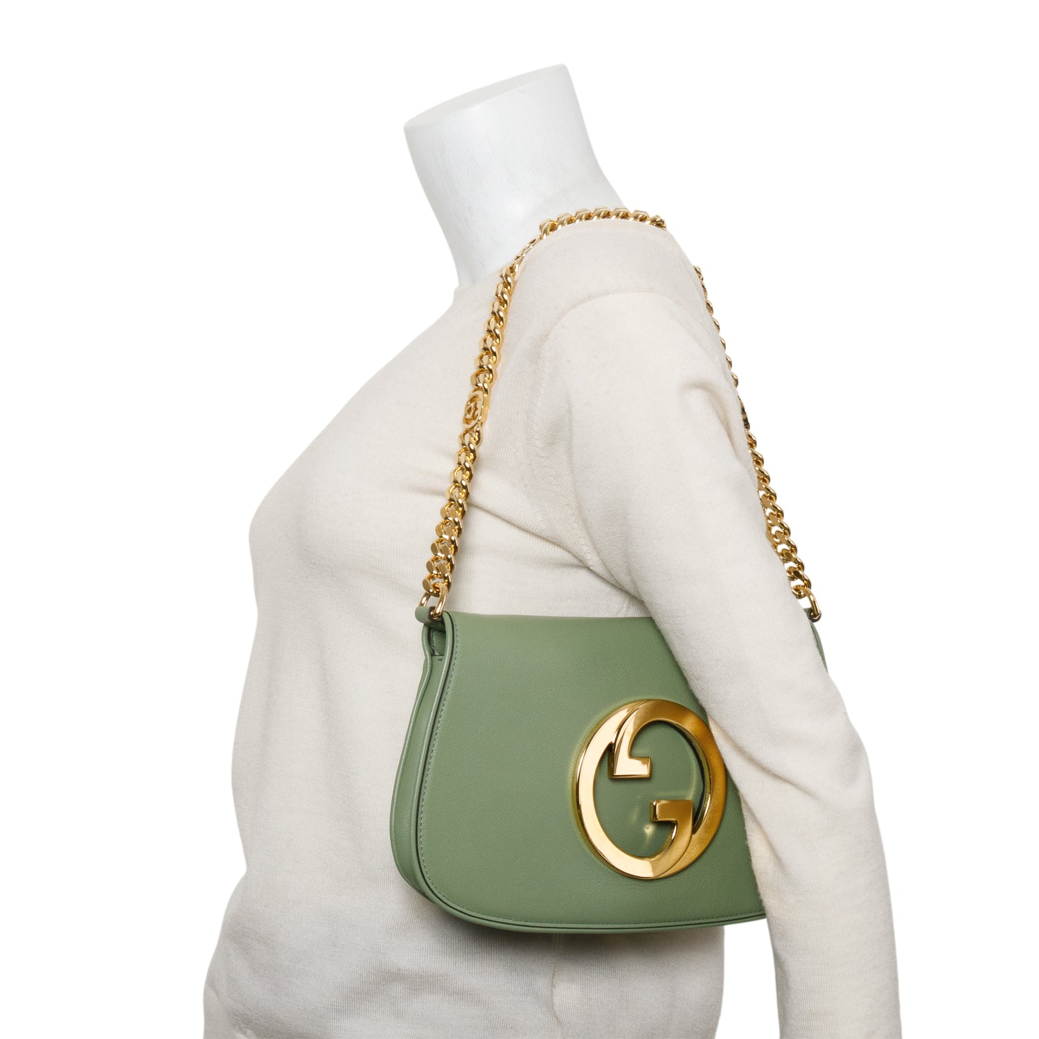 Gucci Green Calfskin Leather Blondie Shoulder Bag w/ Straps