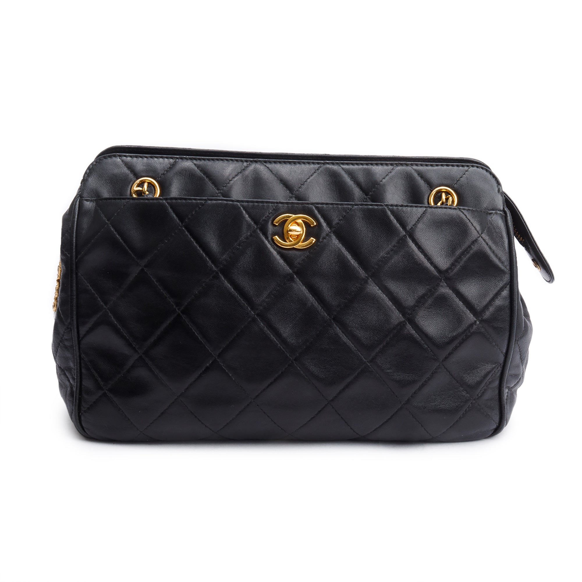 Chanel Vintage Quilted Lambskin Leather CC Shoulder Bag