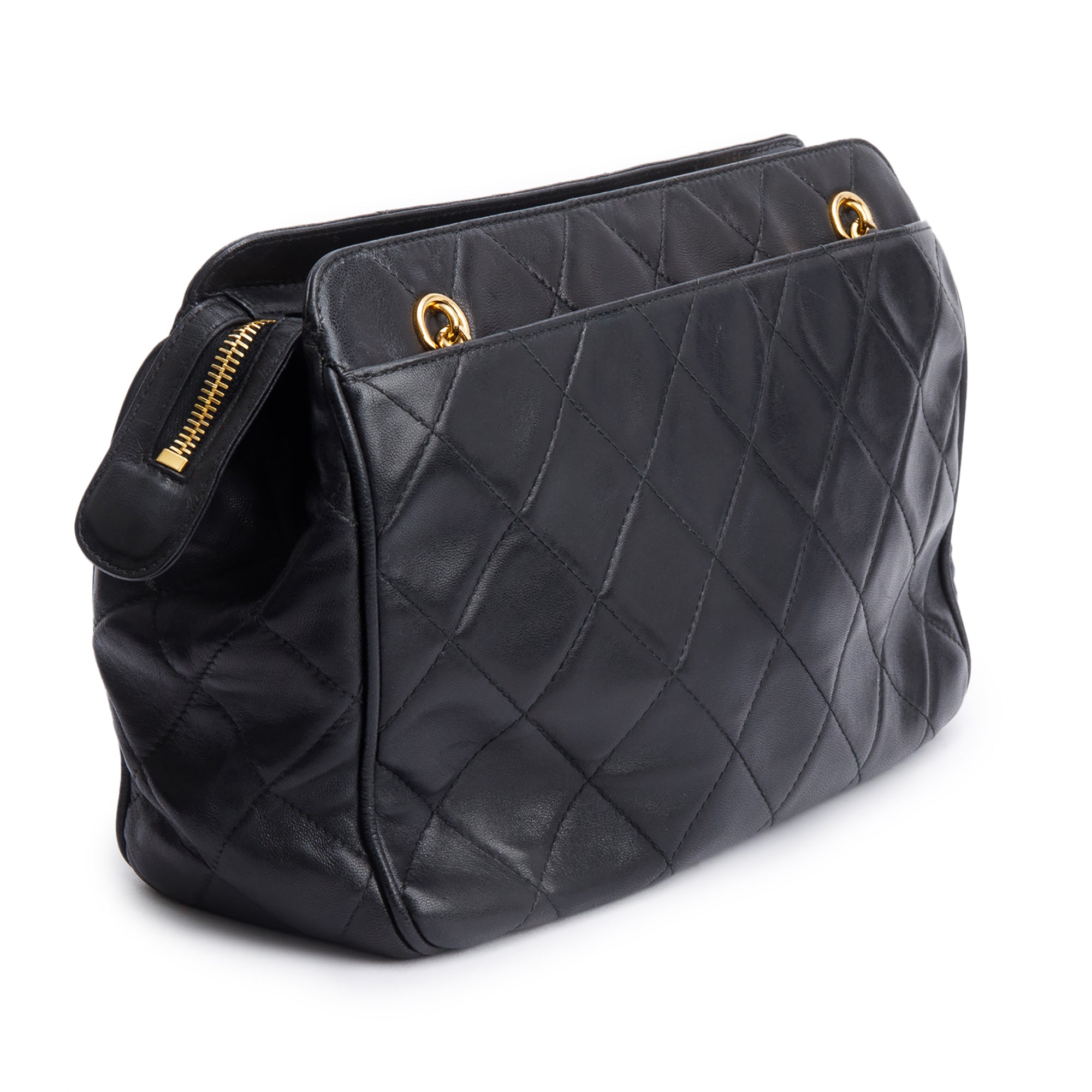 Chanel Vintage Quilted Lambskin Leather CC Shoulder Bag